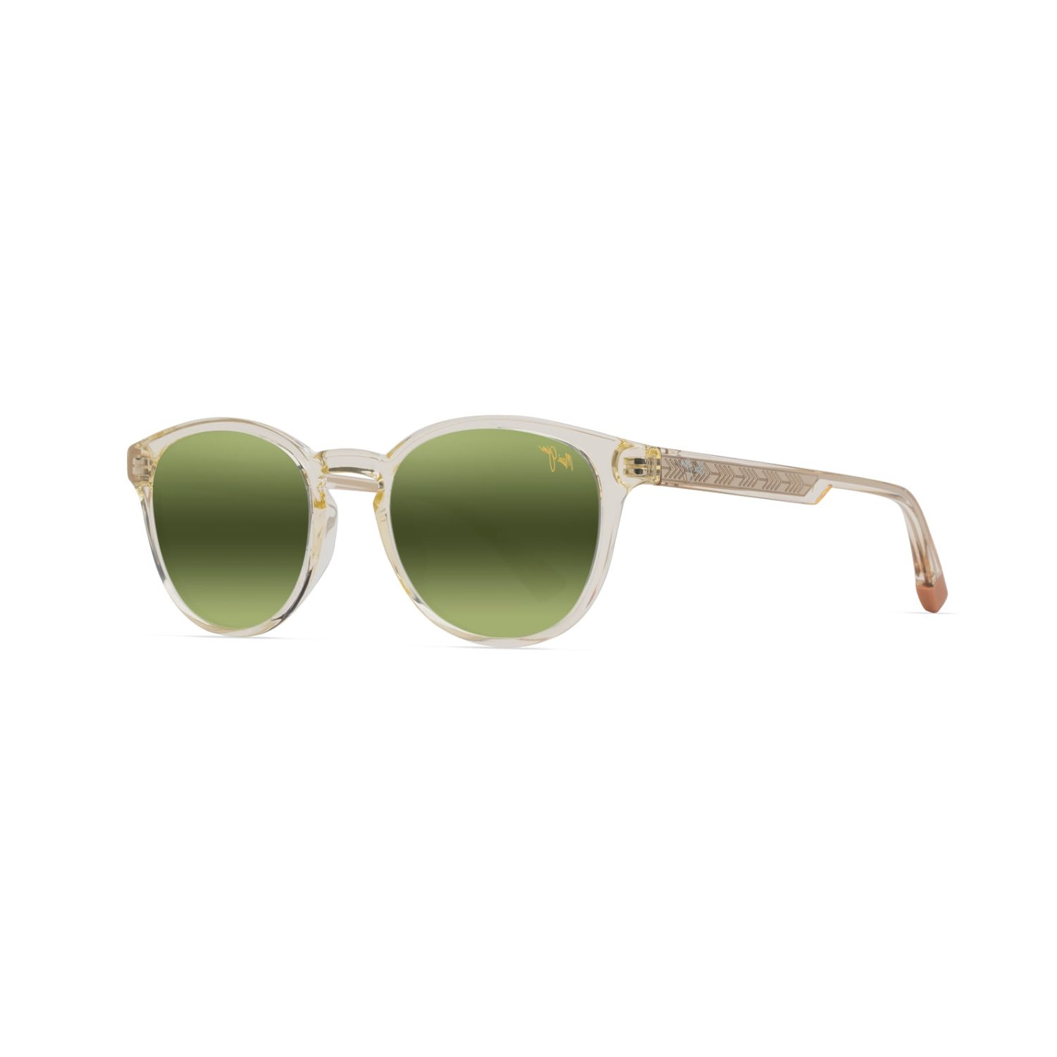 Maui Jim MJ 0636S 004C 50 Unisex Oval Şeffaf Yeşil Polarize Aynalı Kemik Güneş Gözlüğü