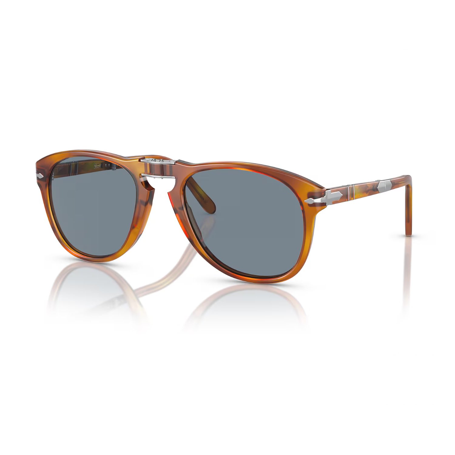 Persol PO 0714SM 9656 54 Erkek Pilot Kırçıllı Kahverengi Katlanabilir Kemik Güneş Gözlüğü