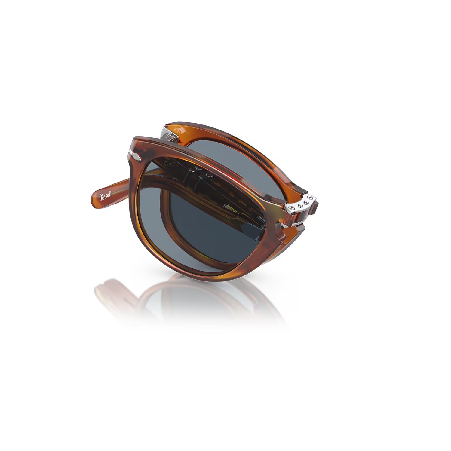 Persol PO 0714SM 9656 54 Erkek Pilot Kırçıllı Kahverengi Katlanabilir Kemik Güneş Gözlüğü