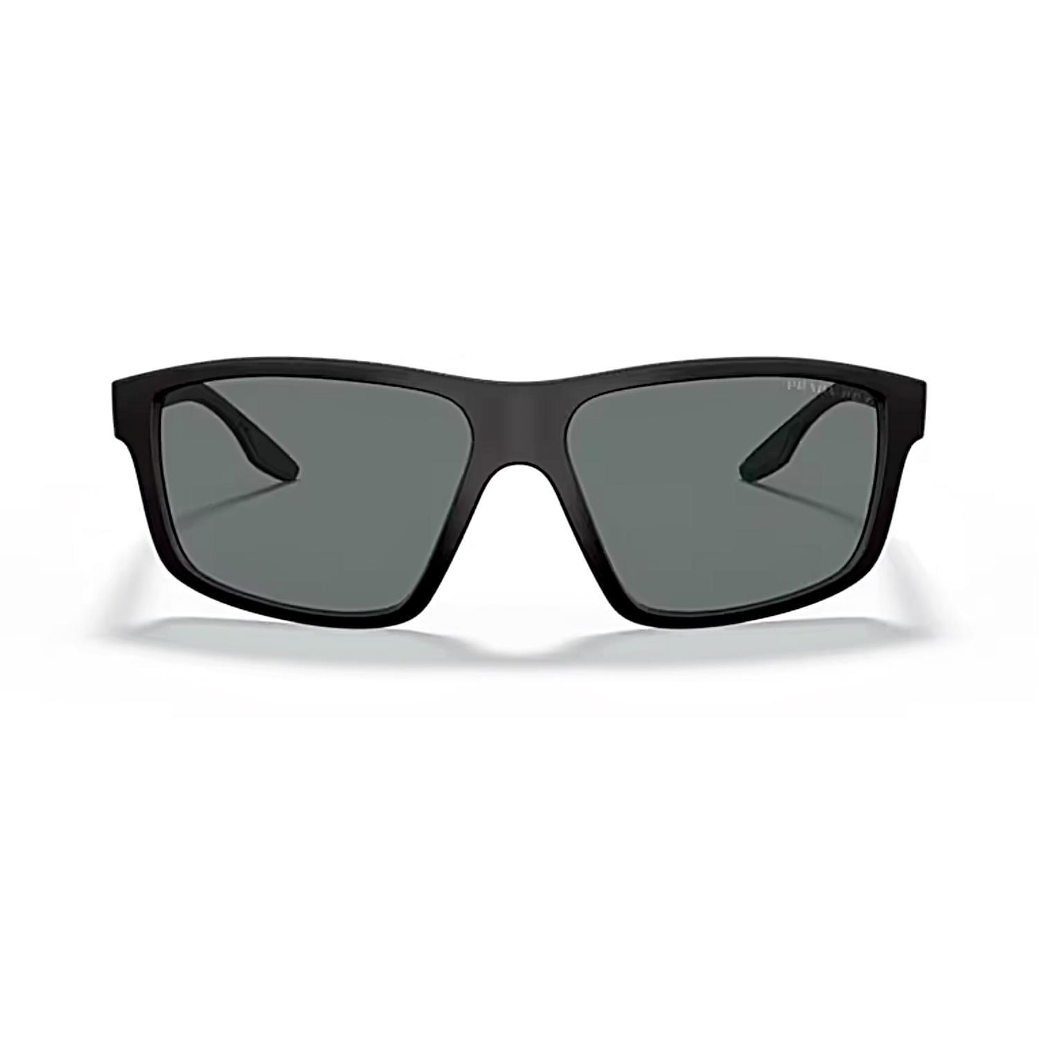 Prada PR 02XS DG002G 60 Erkek Dikdörtgen Polarize Siyah Kemik Güneş Gözlüğü