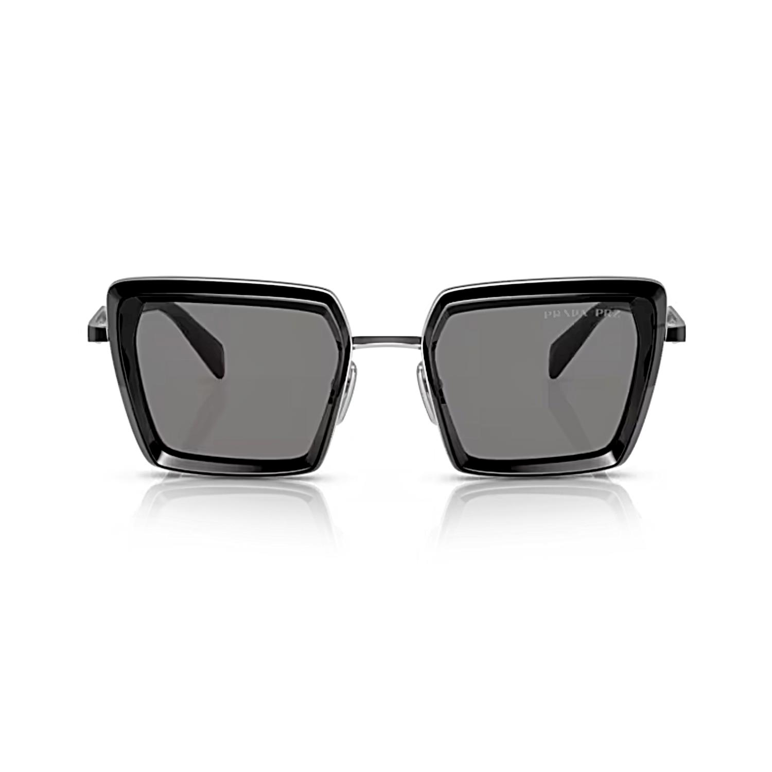Prada PR 55ZS 1AB5Z1 52 Kadın Yastık Polarize Siyah Metal Güneş Gözlüğü