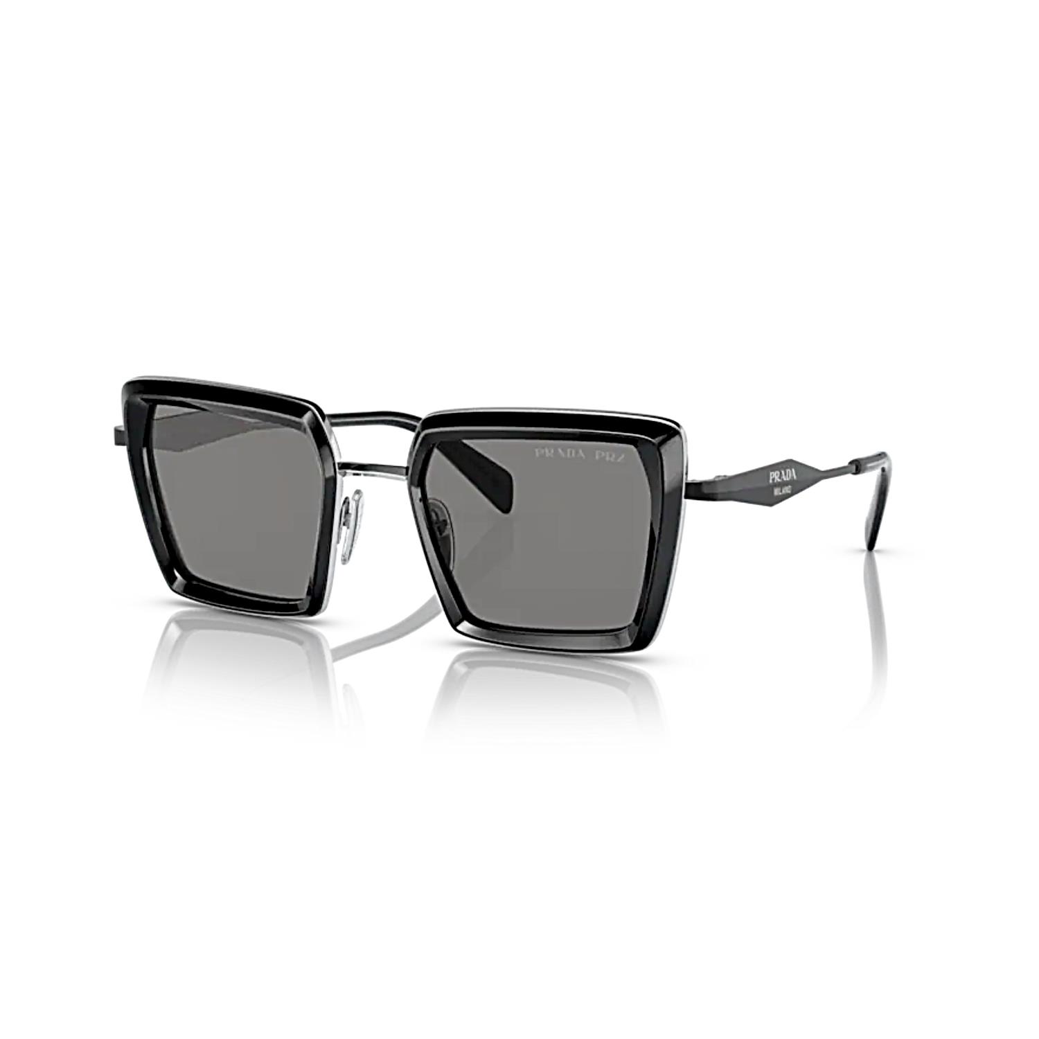 Prada PR 55ZS 1AB5Z1 52 Kadın Yastık Polarize Siyah Metal Güneş Gözlüğü