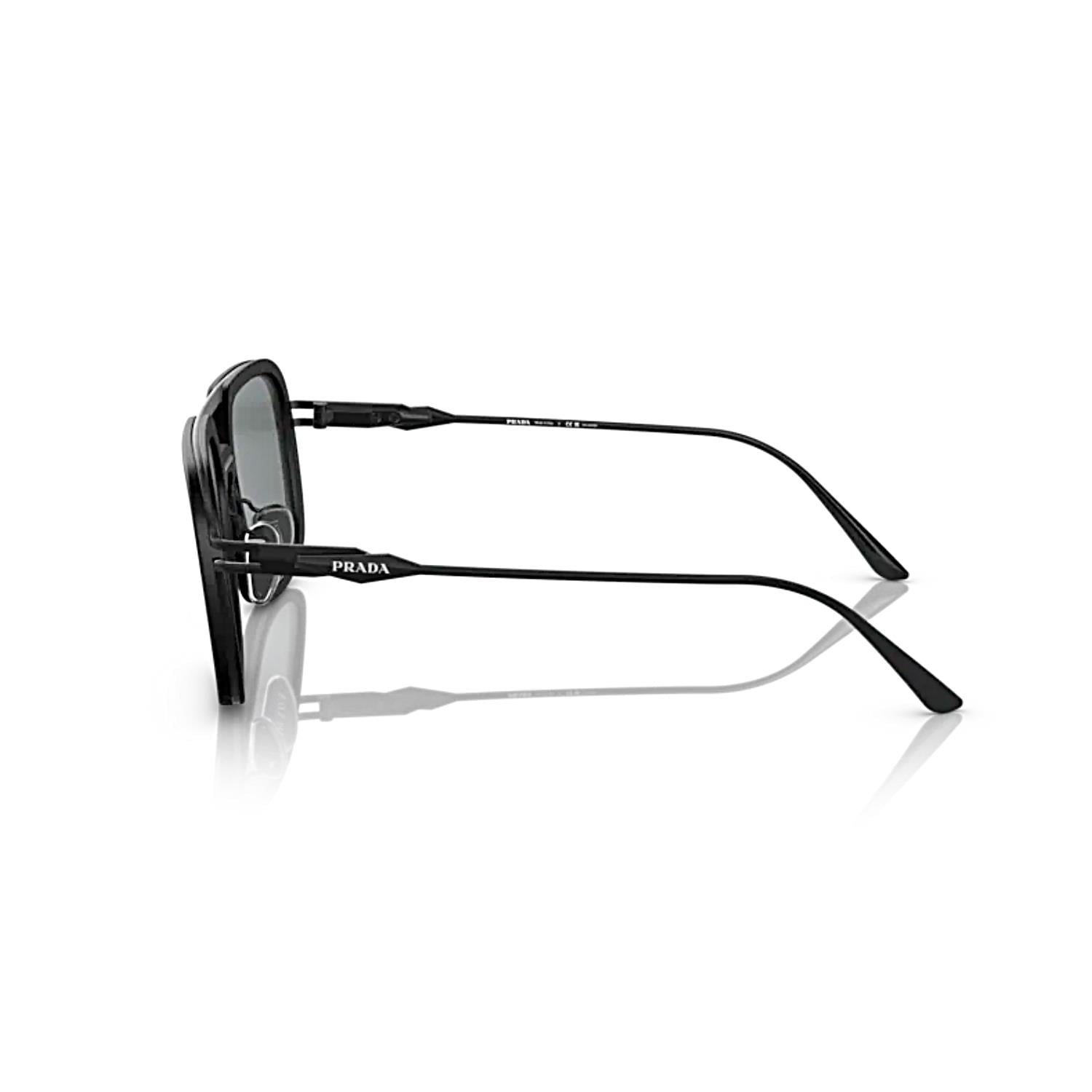 Prada PR 57ZS 1BO5Z1 55 Erkek Yastık Polarize Mat Siyah Metal Güneş Gözlüğü