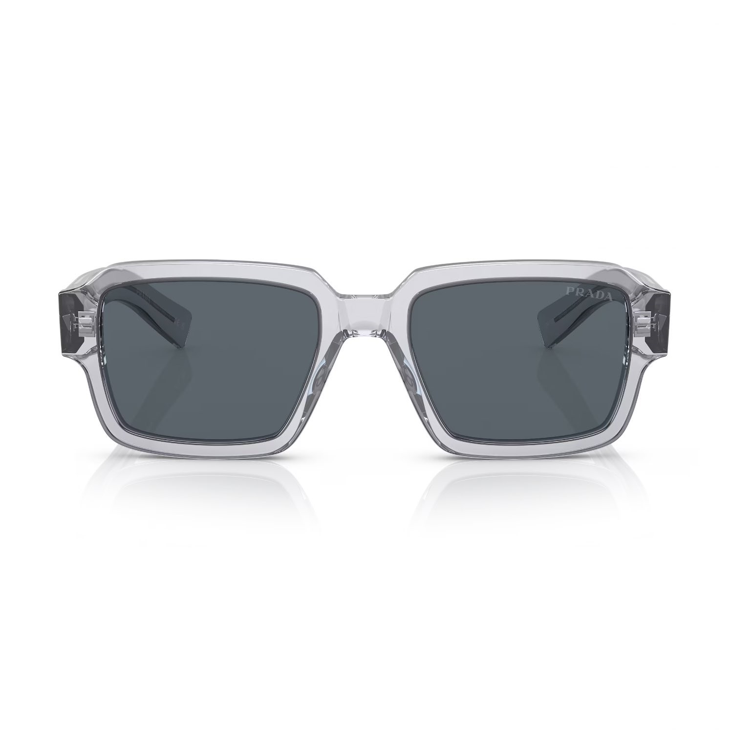Prada PR 02ZS U430A9 52 Unisex Kare Şeffaf Gri Kemik Güneş Gözlüğü