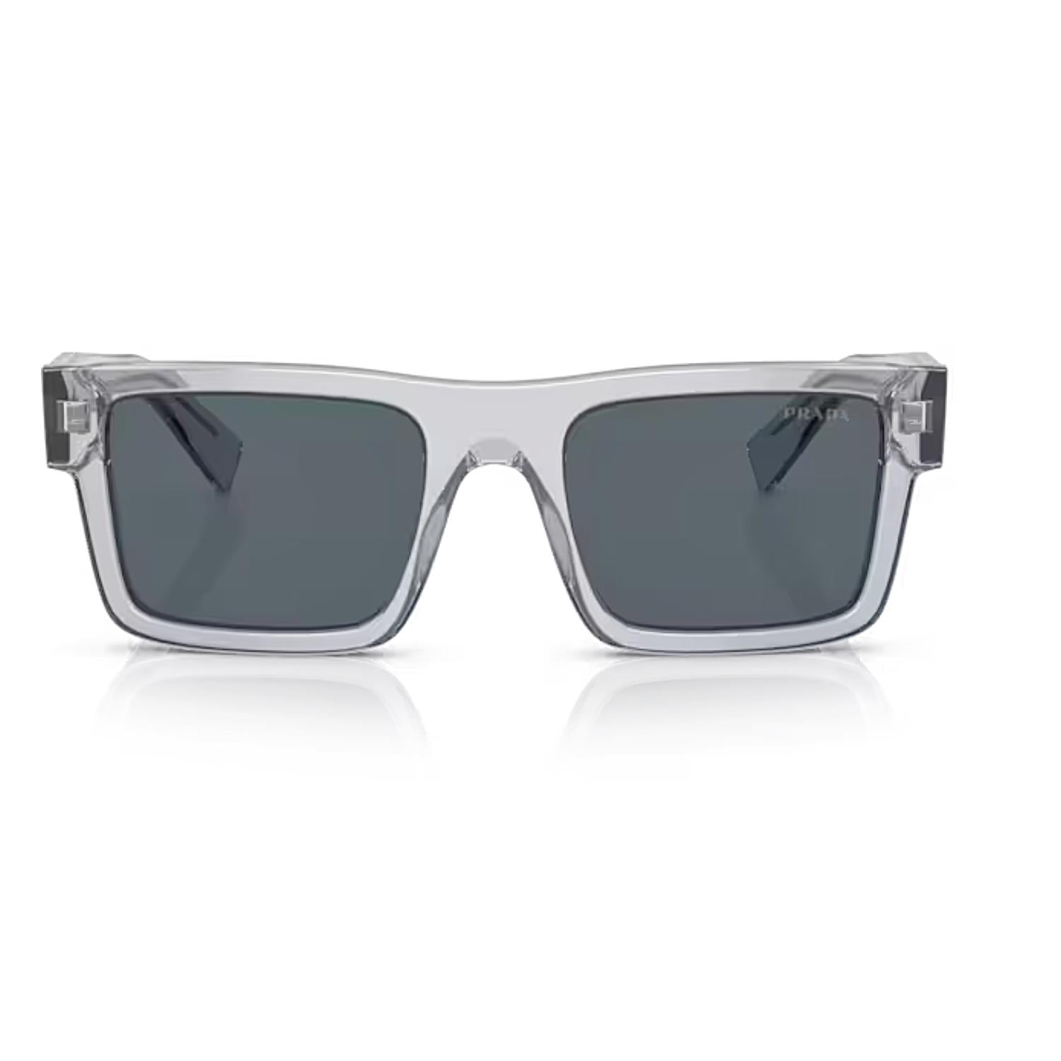 Prada PR 19WS U4309T 52 Unisex Dikdörtgen Şeffaf Kristal Gri Kemik Güneş Gözlüğü