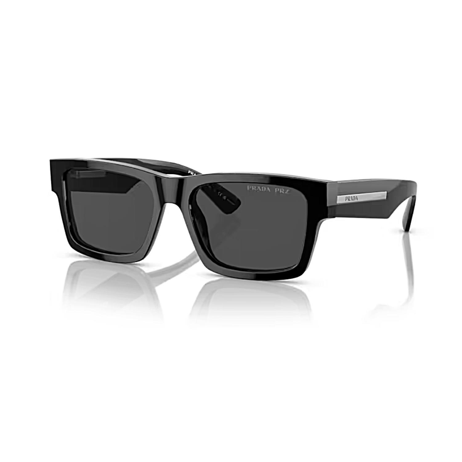 Prada PR 25ZS 1AB08G 53 Unisex Dikdörtgen Siyah Kemik Güneş Gözlüğü