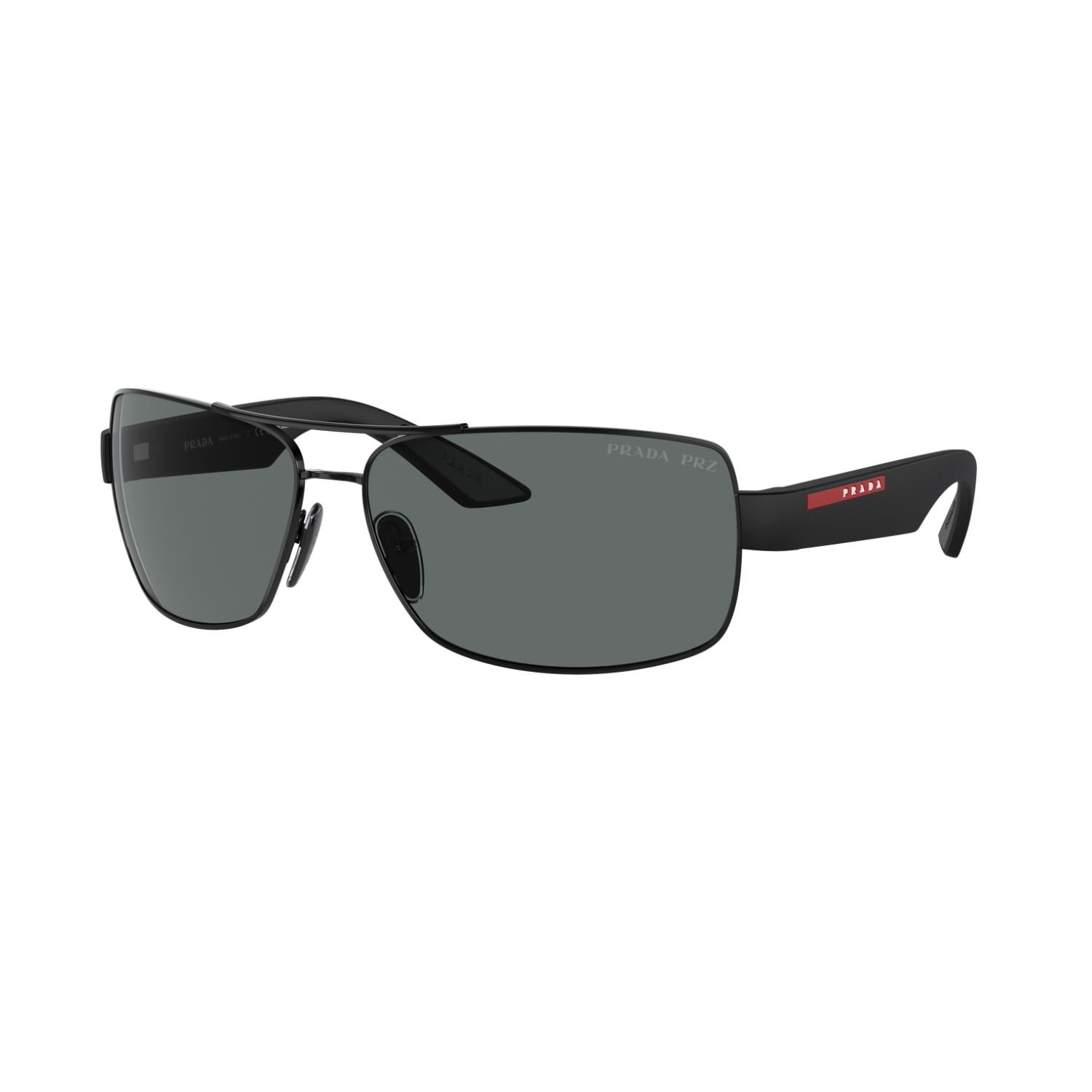 Prada PS 50ZS 1AB02G 65 Linea Rossa Polarize Erkek Yastık Siyah Metal Güneş Gözlüğü