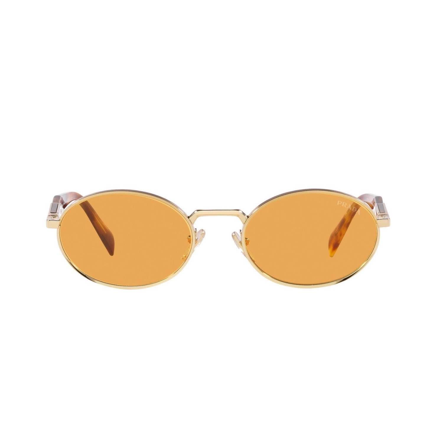 Prada PR 65ZS ZVN02Z 55 Kadın Oval Gold Metal Güneş Gözlüğü