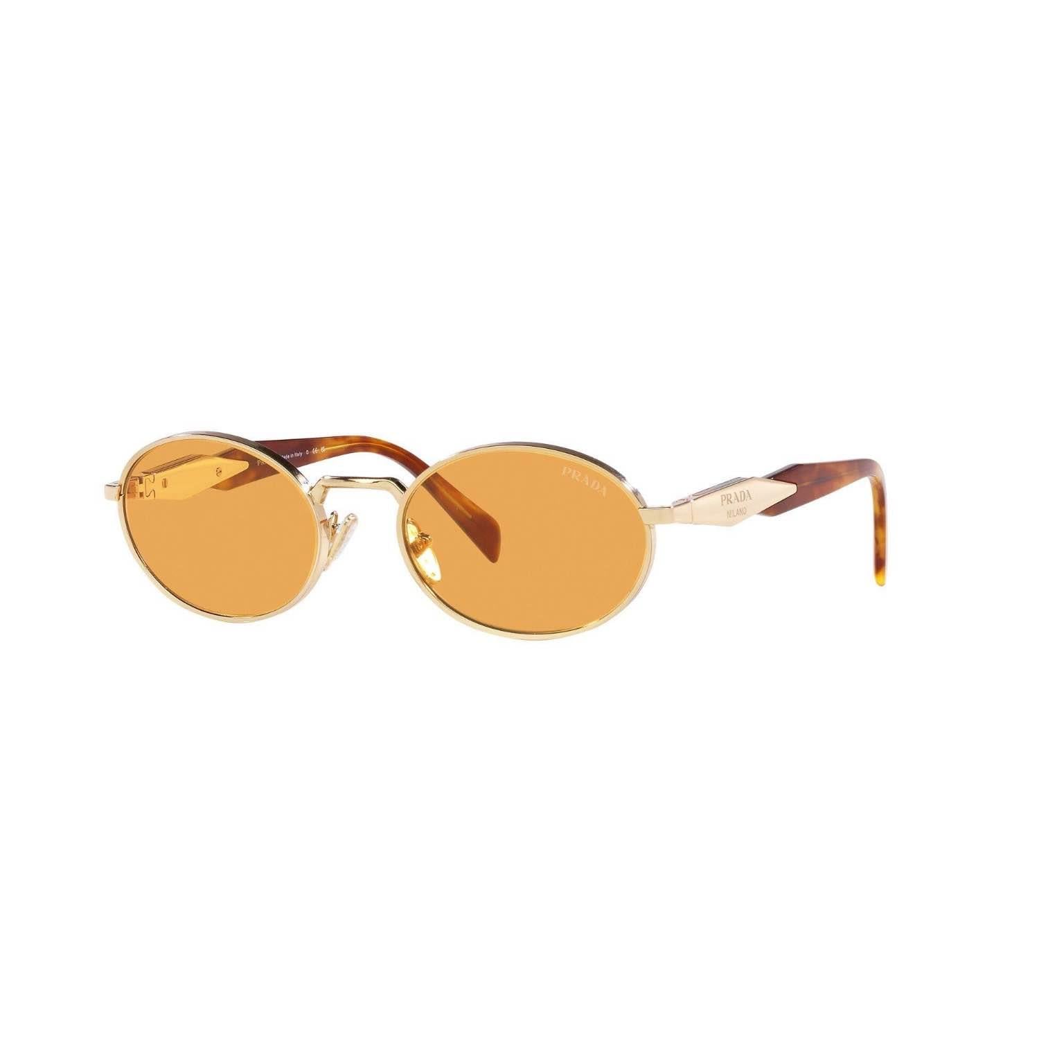 Prada PR 65ZS ZVN02Z 55 Kadın Oval Gold Metal Güneş Gözlüğü
