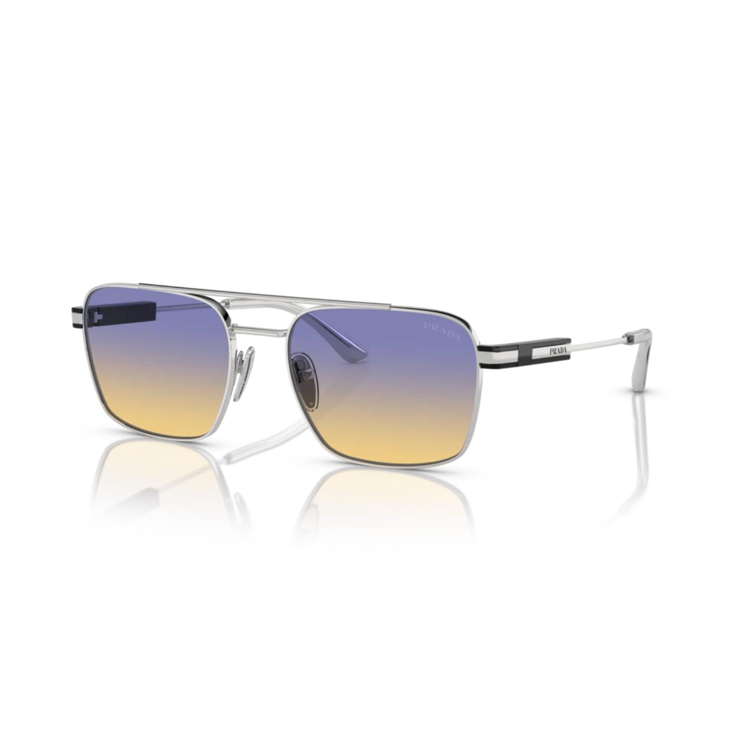 Prada PR 67ZS 1BC06Z 56 Unisex Oval Gümüş Metal Güneş Gözlüğü