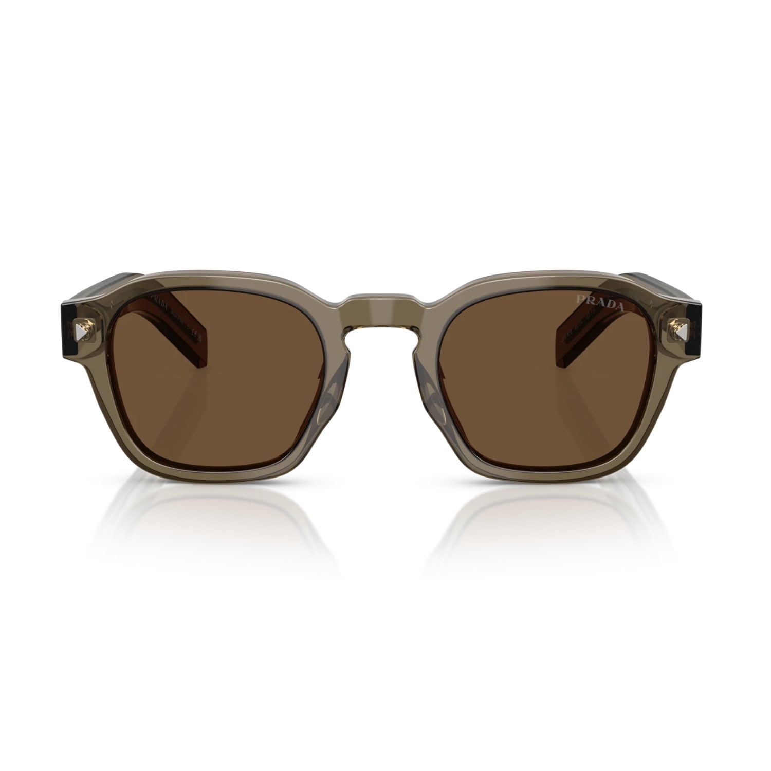 Prada PR A16S 18T70F 49 Unisex Geometrik Şeffaf Kahverengi Kemik Güneş Gözlüğü