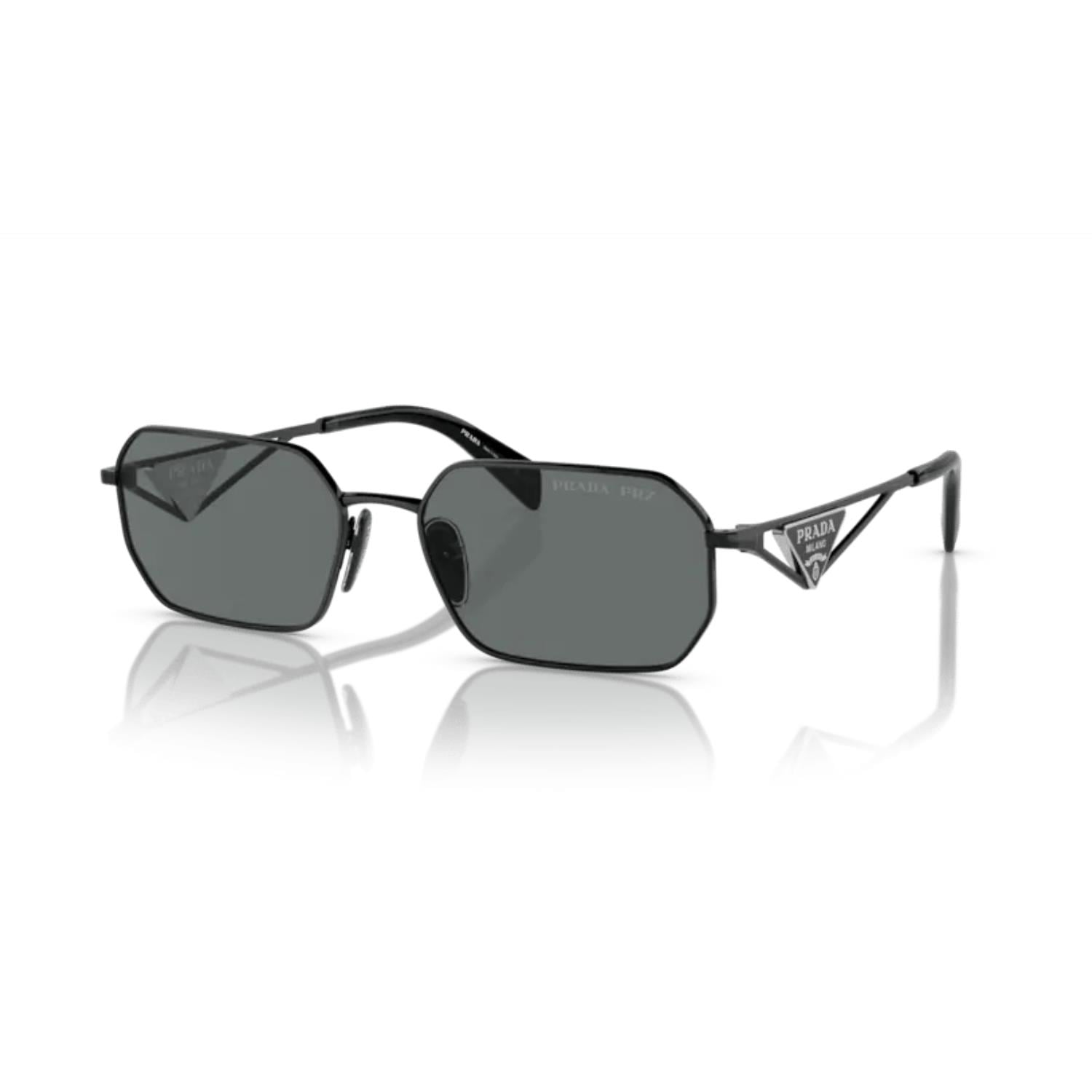 Prada PR A51S 1AB5Z1 58 Kadın Geometrik Polarize Siyah Metal Güneş Gözlüğü
