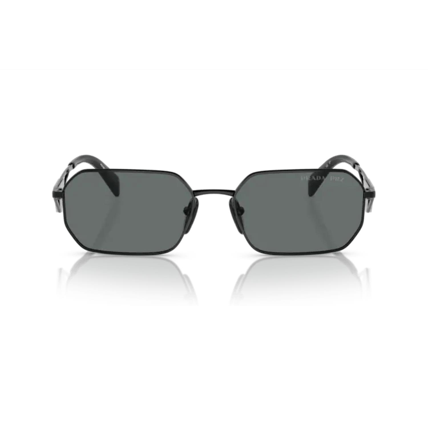Prada PR A51S 1AB5Z1 58 Kadın Geometrik Polarize Siyah Metal Güneş Gözlüğü