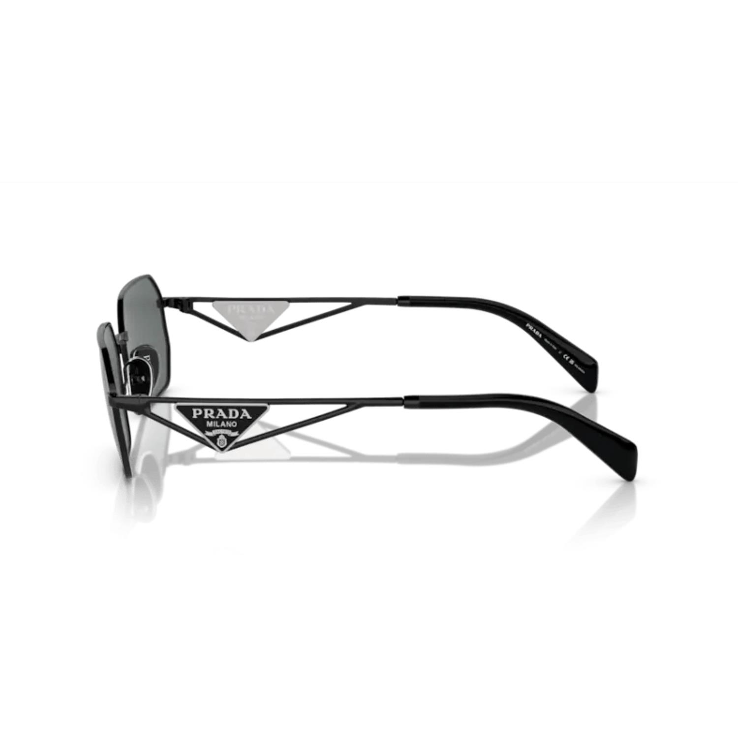 Prada PR A51S 1AB5Z1 58 Kadın Geometrik Polarize Siyah Metal Güneş Gözlüğü