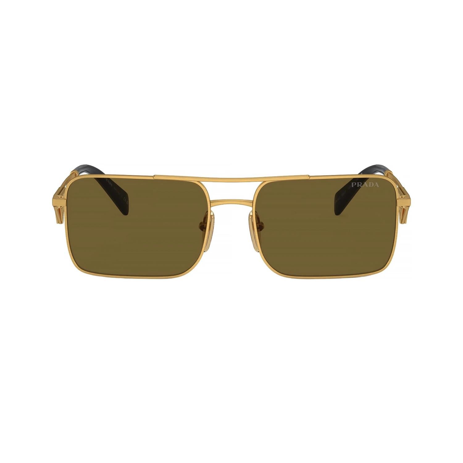Prada PR A52S 15N01T 56 Erkek Dikdörtgen Gold Metal Güneş Gözlüğü