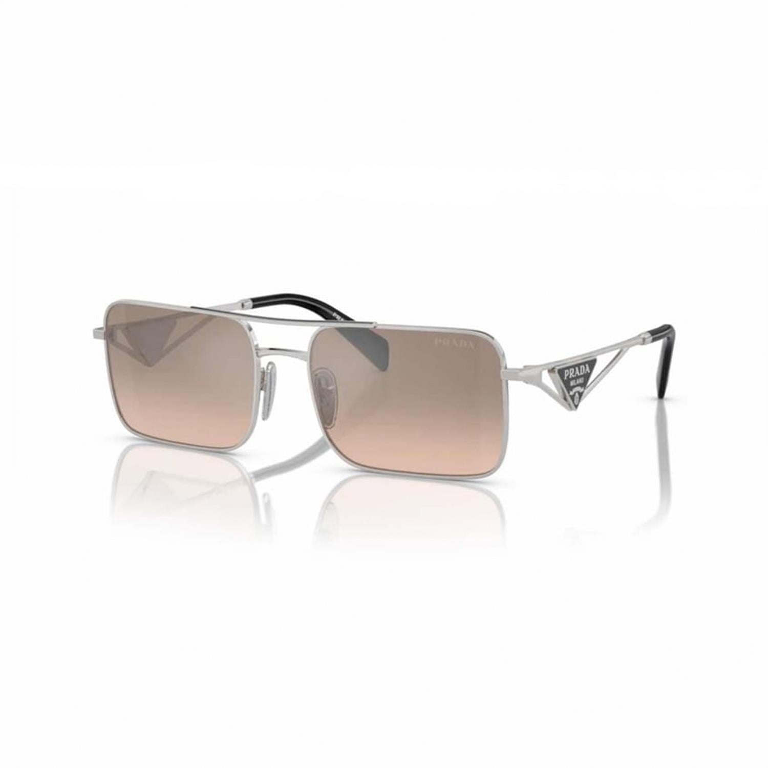 Prada PR A52S 1BCJ1 56 Unisex Dikdörtgen Gri Metal Güneş Gözlüğü