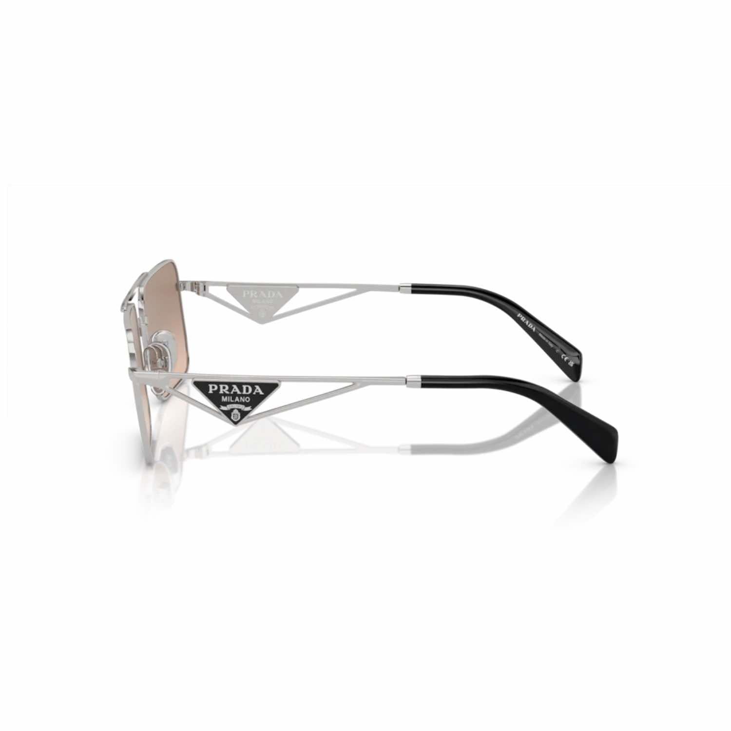Prada PR A52S 1BCJ1 56 Unisex Dikdörtgen Gri Metal Güneş Gözlüğü