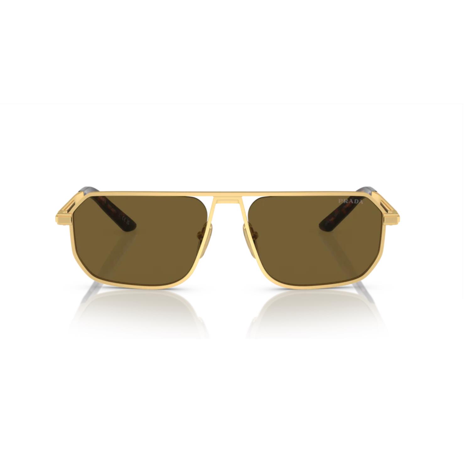Prada PR A53S 1BK01T 59 Erkek Geometrik Gold Metal Güneş Gözlüğü