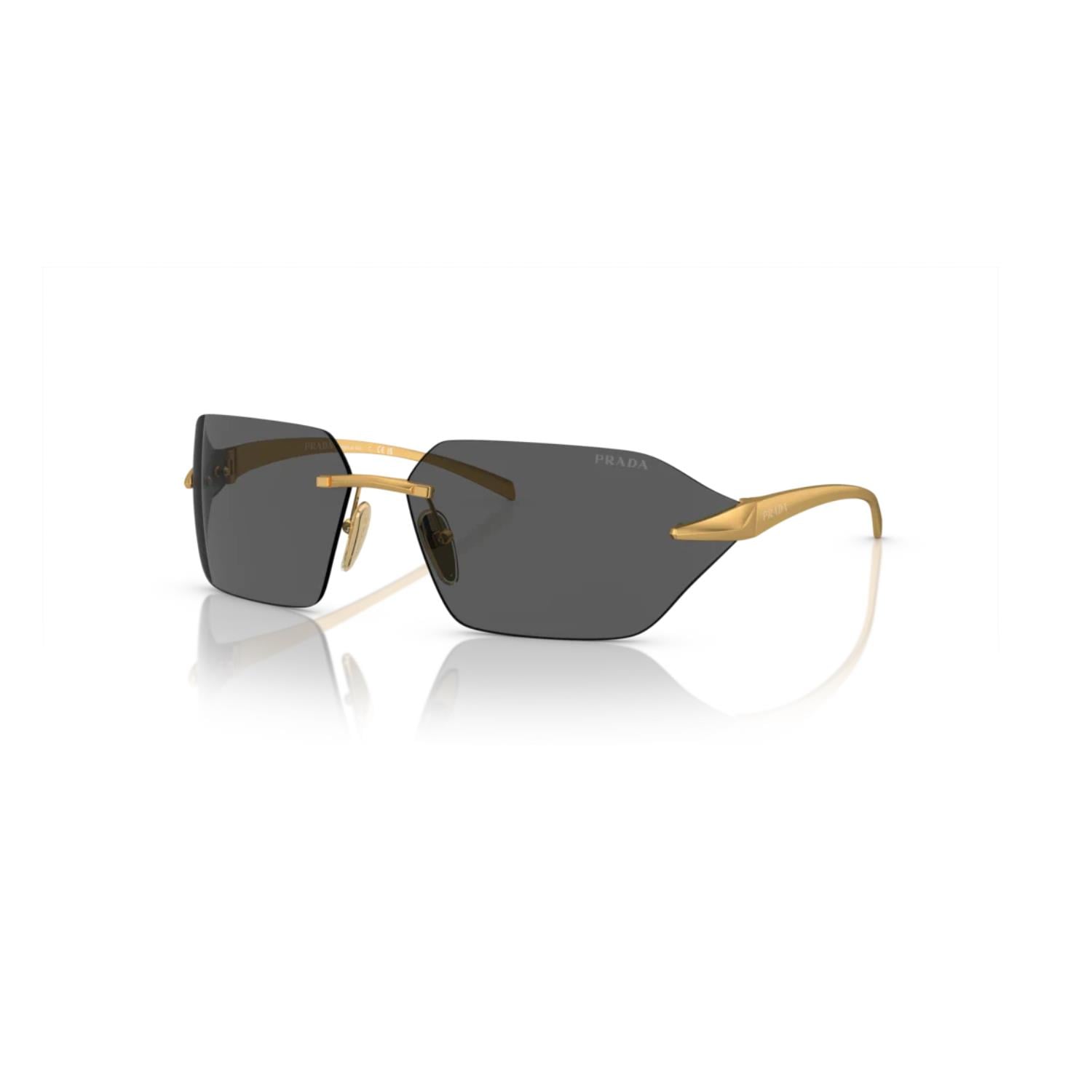 Prada PR A55S 15N5S0 71 Erkek Geometrik Gold Metal Güneş Gözlüğü