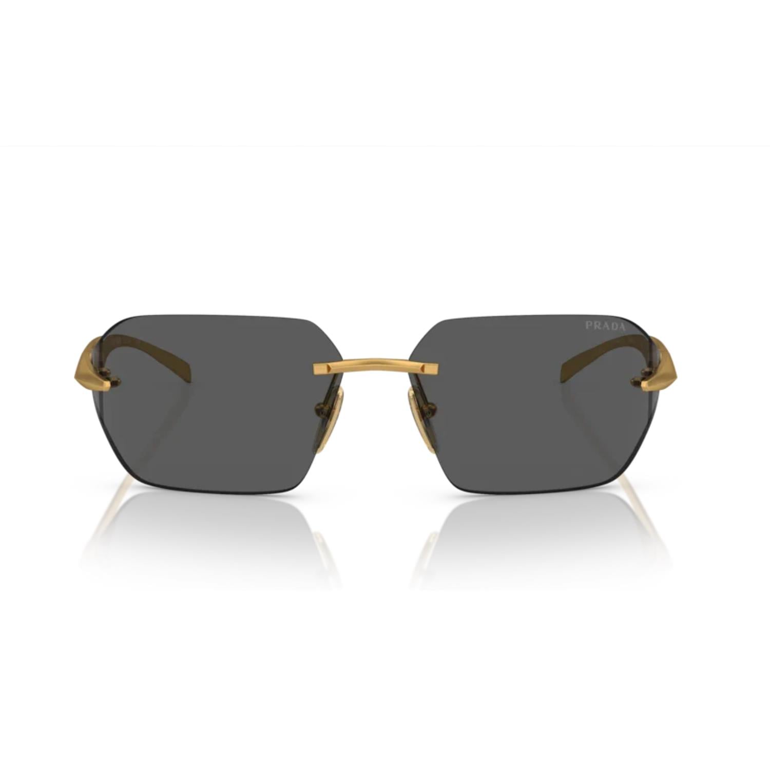 Prada PR A55S 15N5S0 71 Erkek Geometrik Gold Metal Güneş Gözlüğü