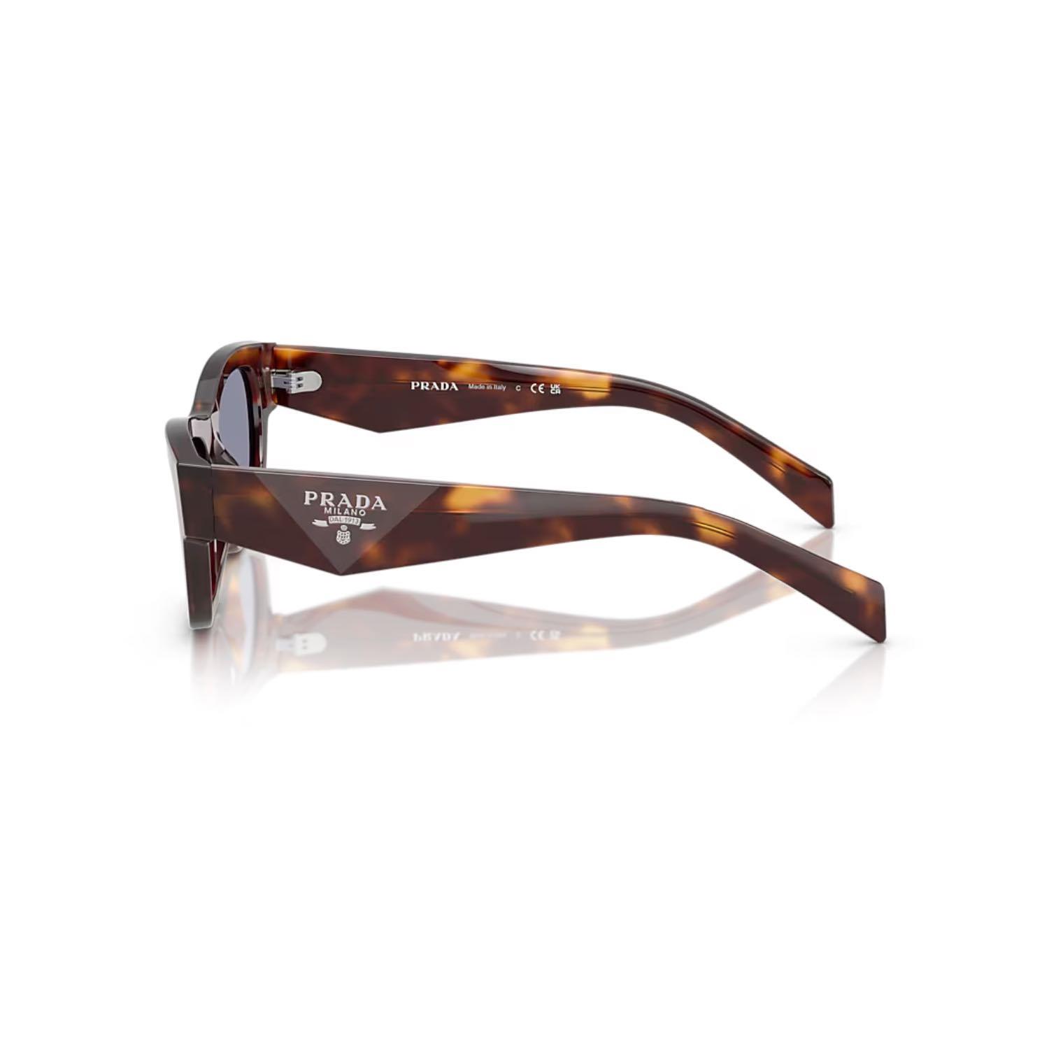 Prada PR B09S 15W03N 54 Unisex Oval Kırçıllı Kahverengi Kemik Güneş Gözlüğü