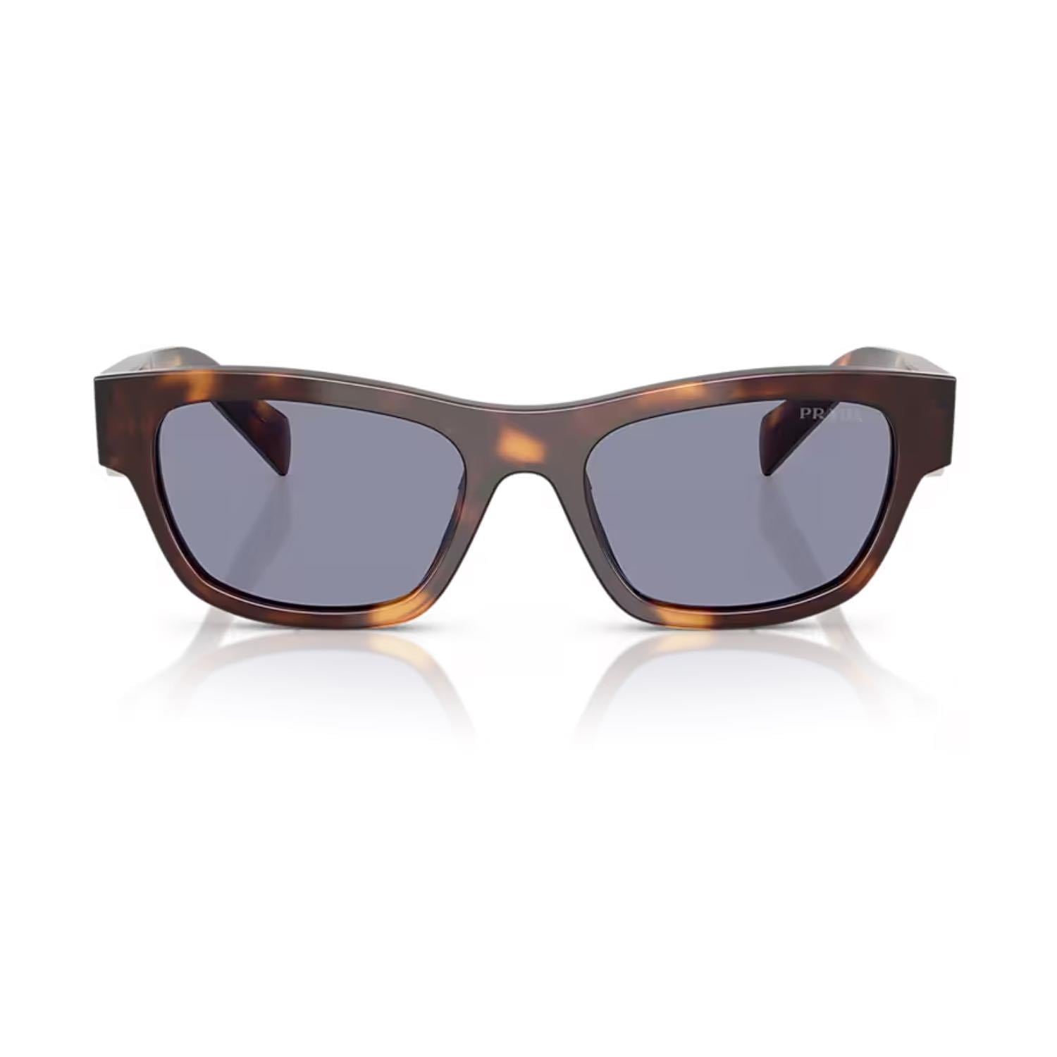 Prada PR B09S 15W03N 54 Unisex Oval Kırçıllı Kahverengi Kemik Güneş Gözlüğü