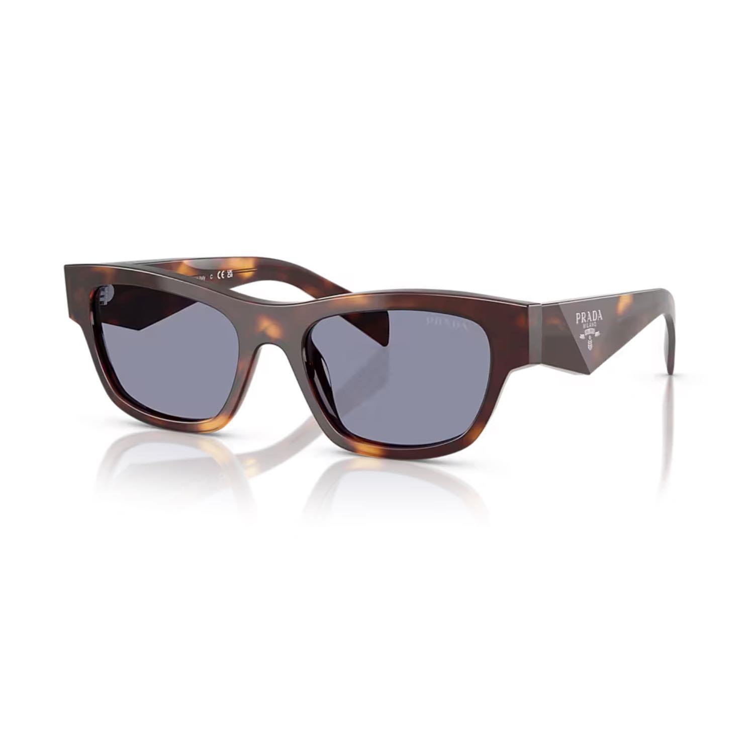 Prada PR B09S 15W03N 54 Unisex Oval Kırçıllı Kahverengi Kemik Güneş Gözlüğü