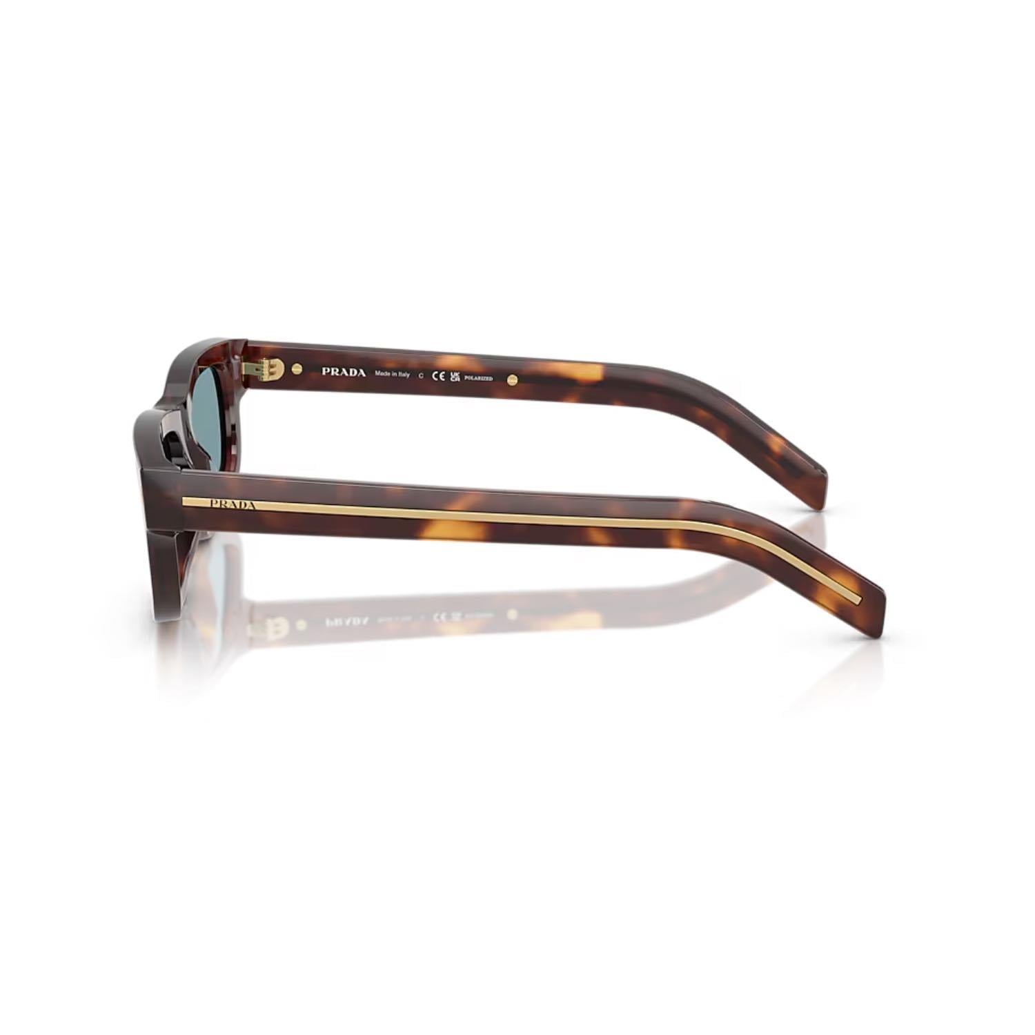 Prada PR B11S 15W04D 55 Unisex Dikdörtgen Kırçıllı Kahverengi Kemik Güneş Gözlüğü