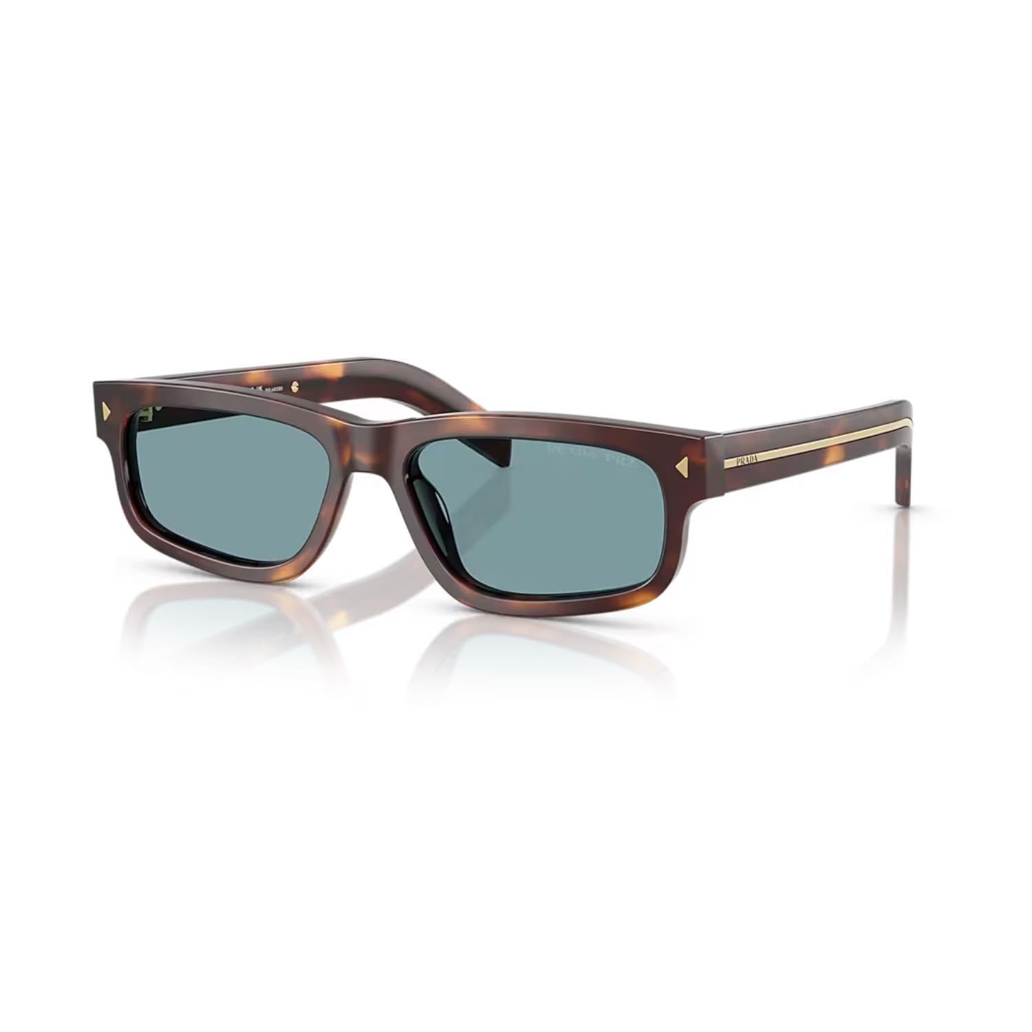Prada PR B11S 15W04D 55 Unisex Dikdörtgen Kırçıllı Kahverengi Kemik Güneş Gözlüğü