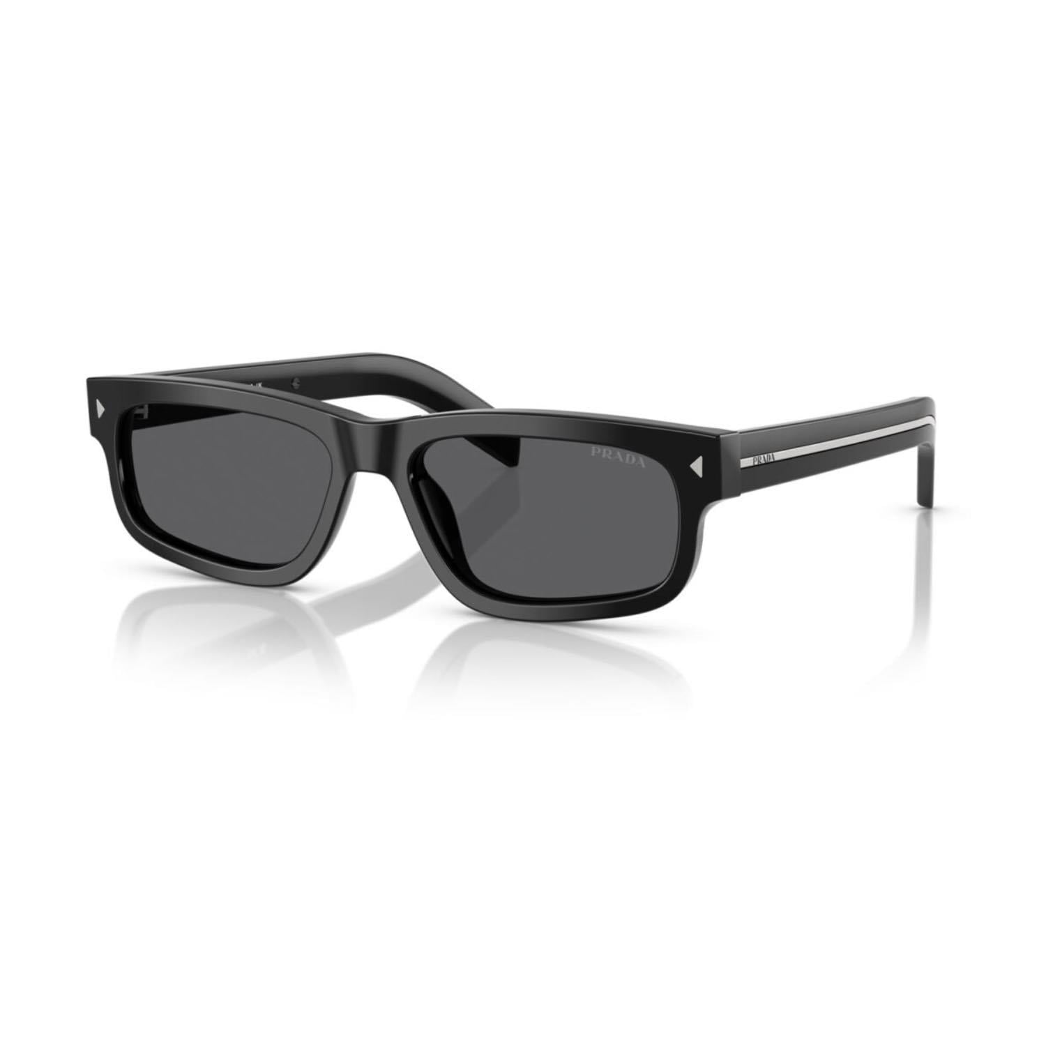 Prada PR B11S 16K731 55 Unisex Dikdörtgen Siyah Kemik Güneş Gözlüğü
