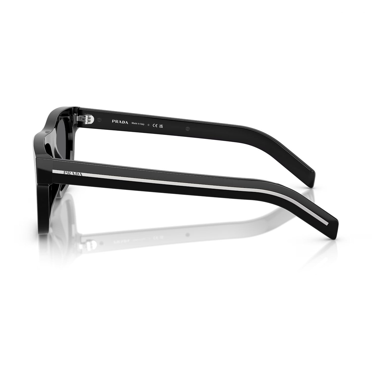 Prada PR B12S 16K731 55 Unisex Dikdörtgen Siyah Kemik Güneş Gözlüğü