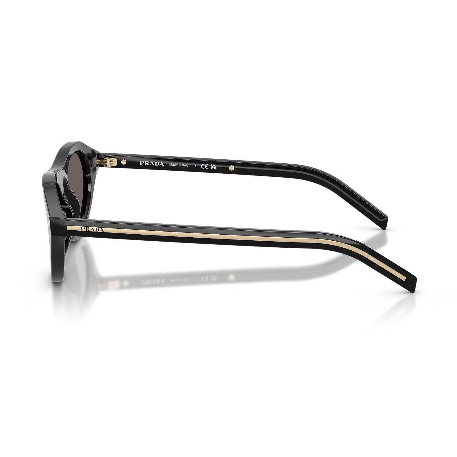 Prada PR B15S 16K731 51 Unisex Oval Siyah Kemik Güneş Gözlüğü