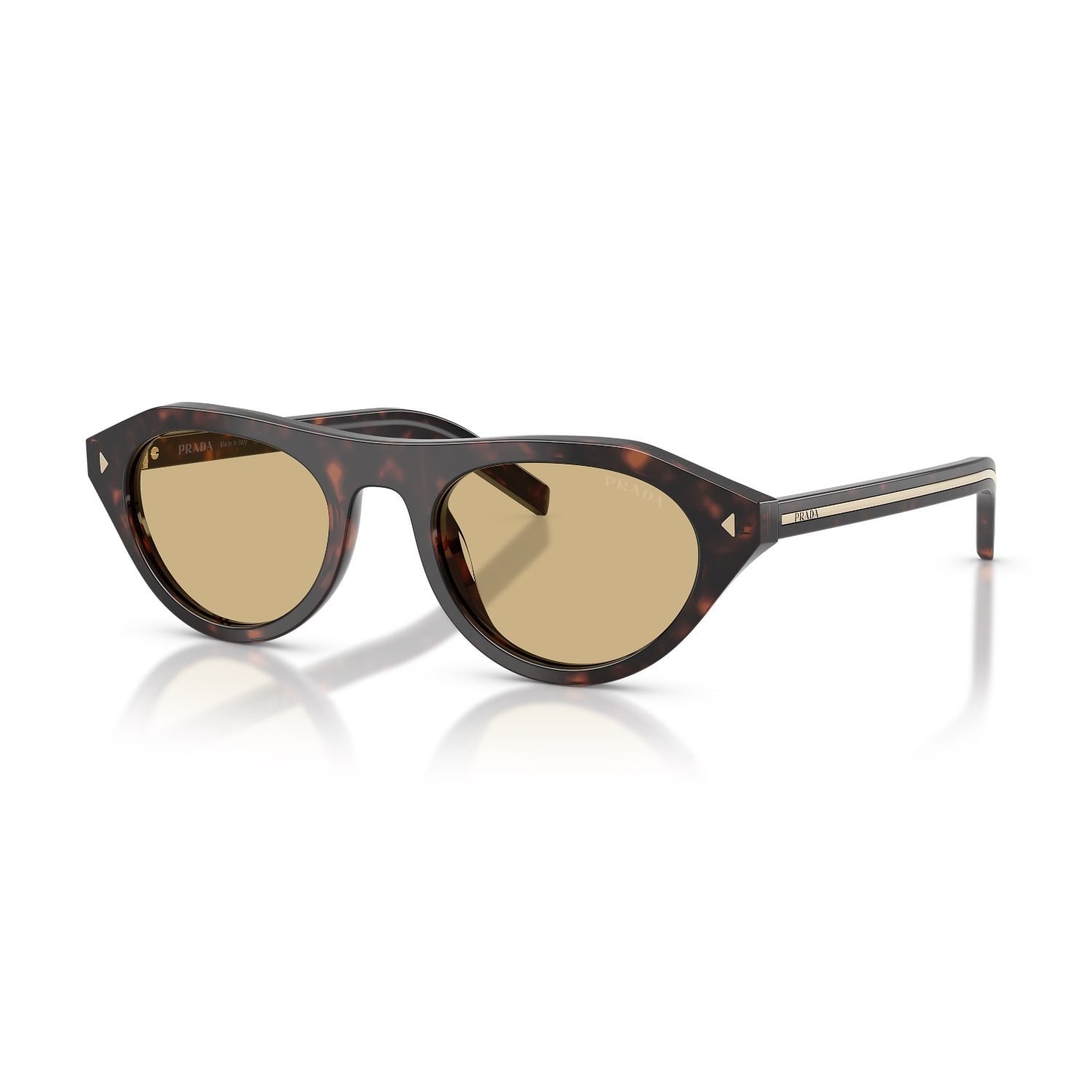 Prada PR B15S 17N70R 51 Unisex Oval Kırçıllı Kahverengi Kemik Güneş Gözlüğü