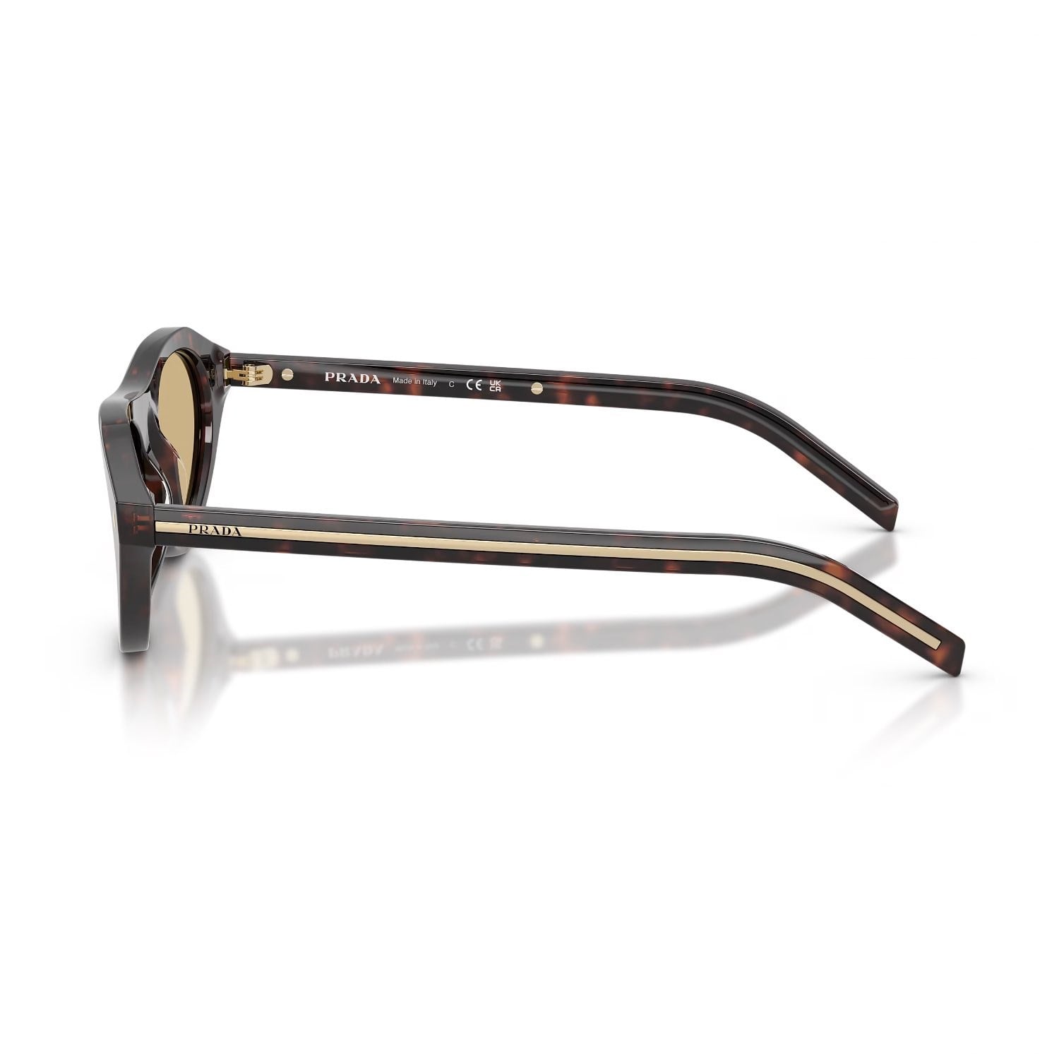 Prada PR B15S 17N70R 51 Unisex Oval Kırçıllı Kahverengi Kemik Güneş Gözlüğü