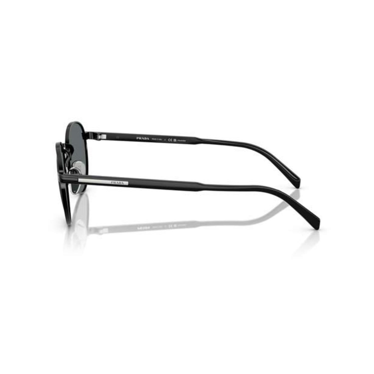 Prada PR B51S 1AB5Z1 53 Unisex Oval Siyah Metal Güneş Gözlüğü