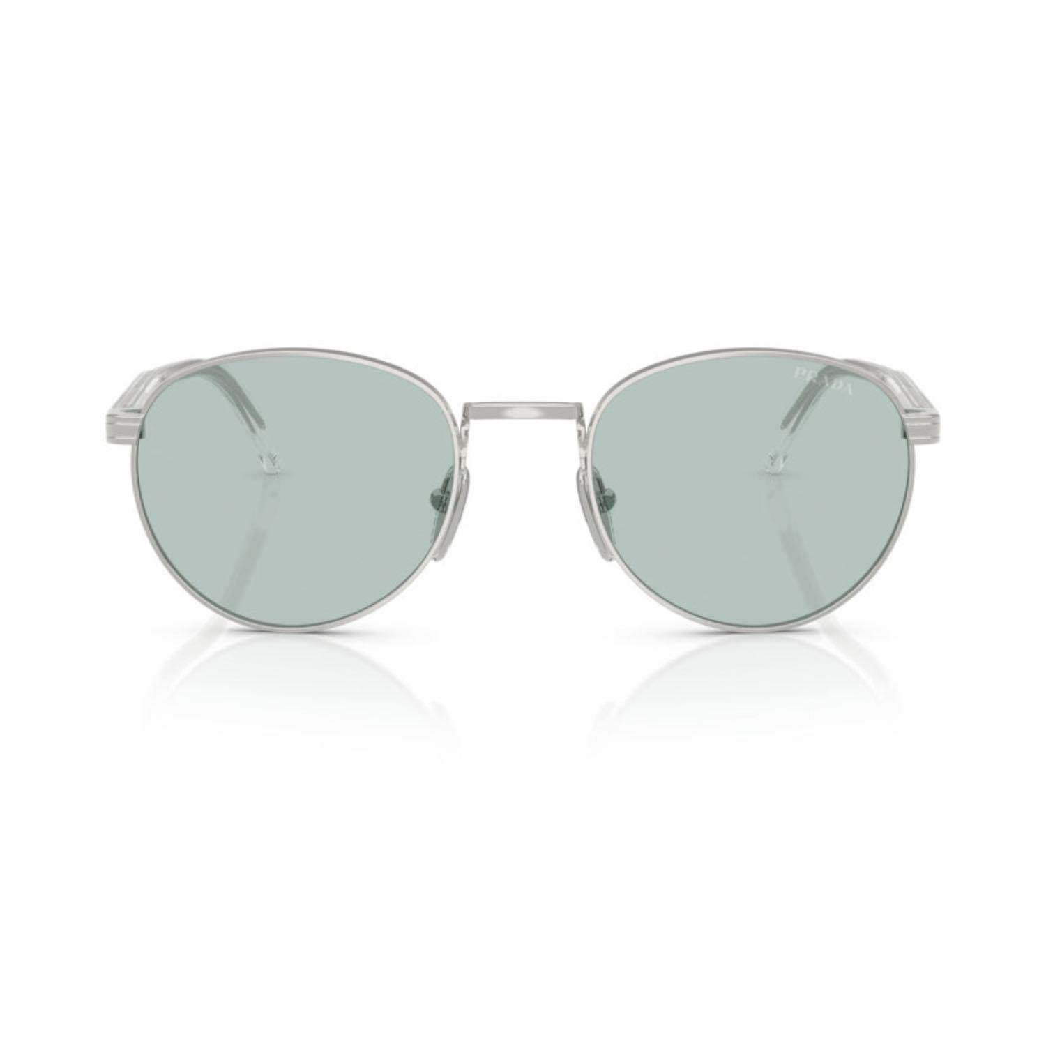 Prada PR B51S 1BC40N 53  Unisex Oval Gri Metal Güneş Gözlüğü
