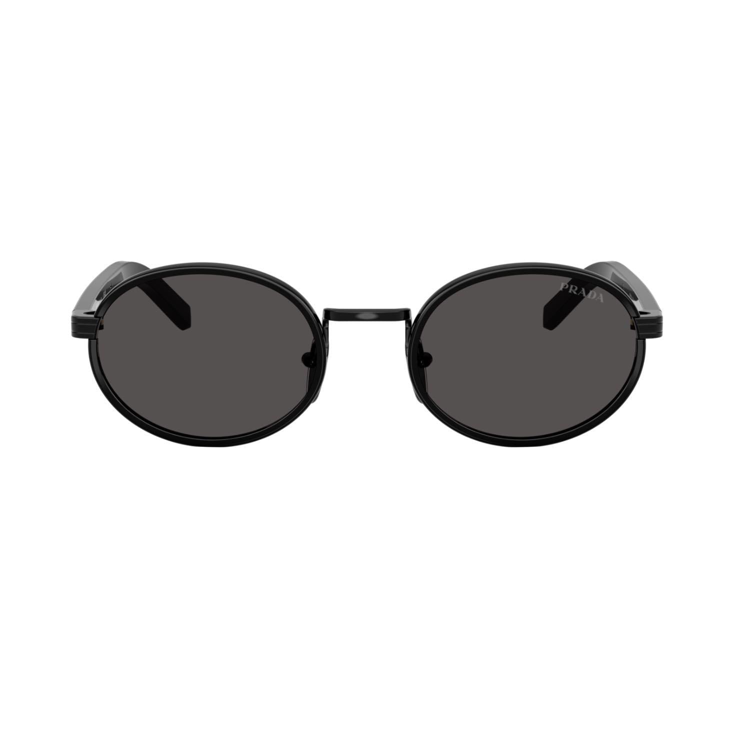 Prada PR B56S AAV08Z 52 Unisex Oval Siyah Kombine Kemik Güneş Gözlüğü