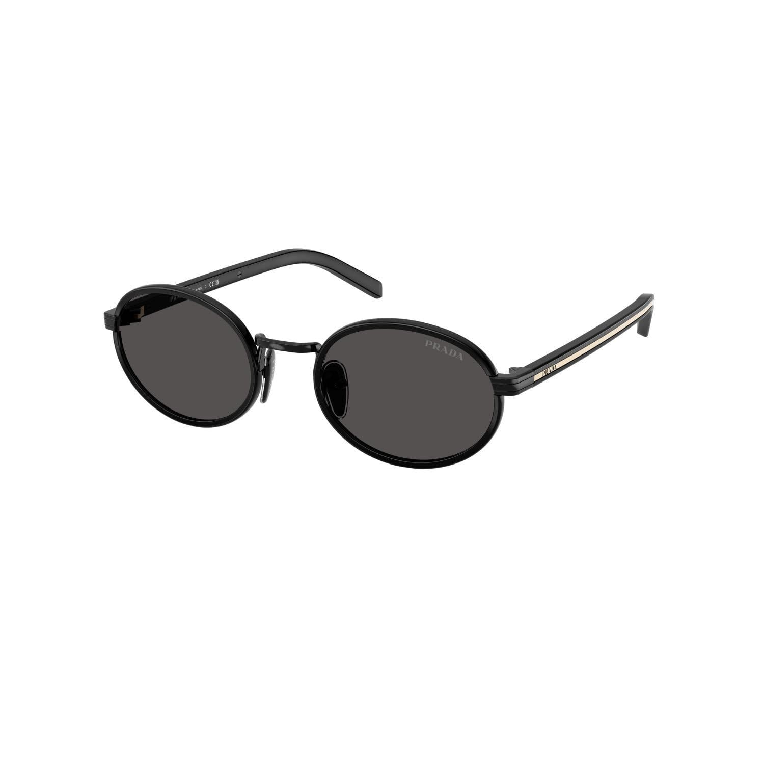 Prada PR B56S AAV08Z 52 Unisex Oval Siyah Kombine Kemik Güneş Gözlüğü