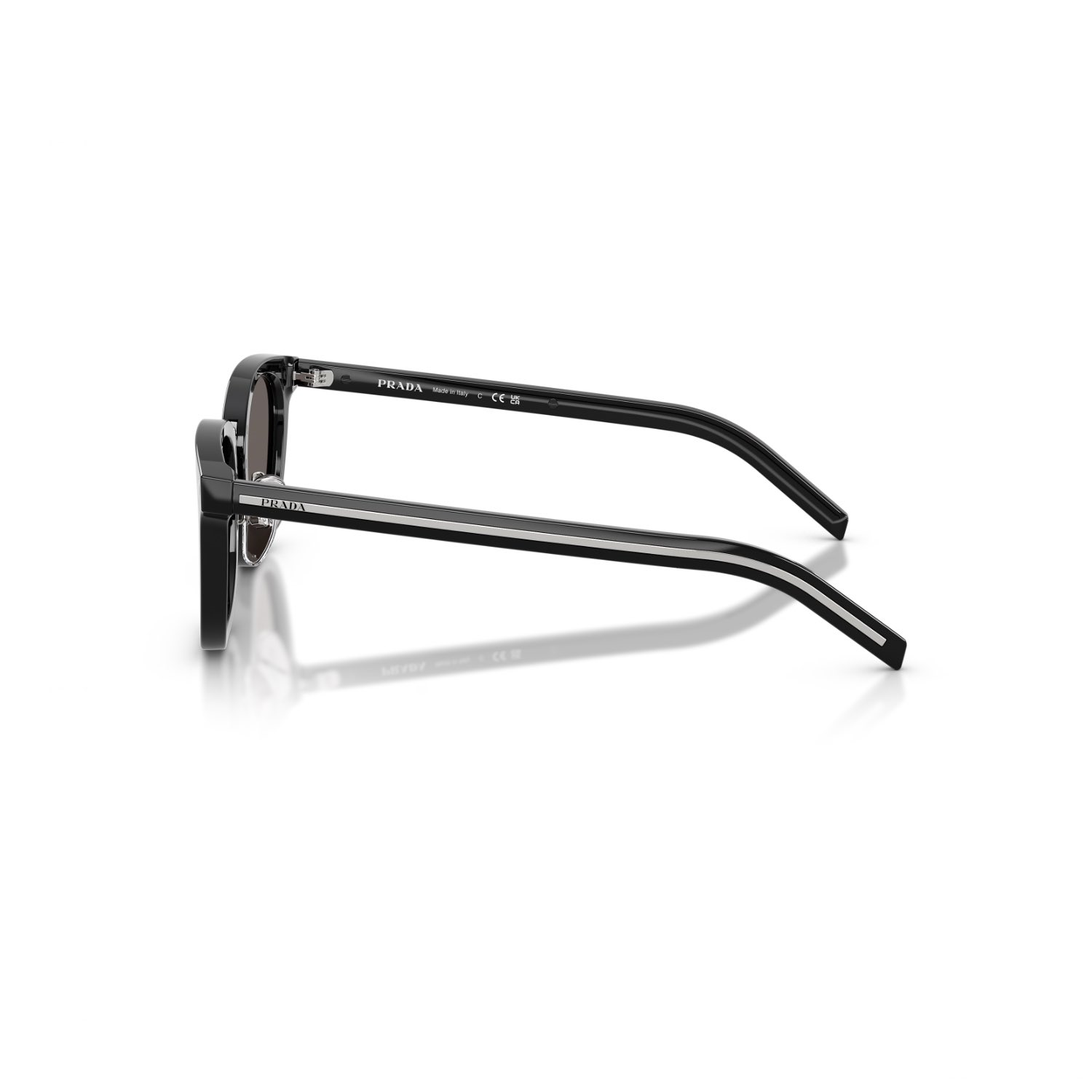 Prada PR C01SD 16K731 49 Unisex Aynalı Oval Siyah Kemik Güneş Gözlüğü