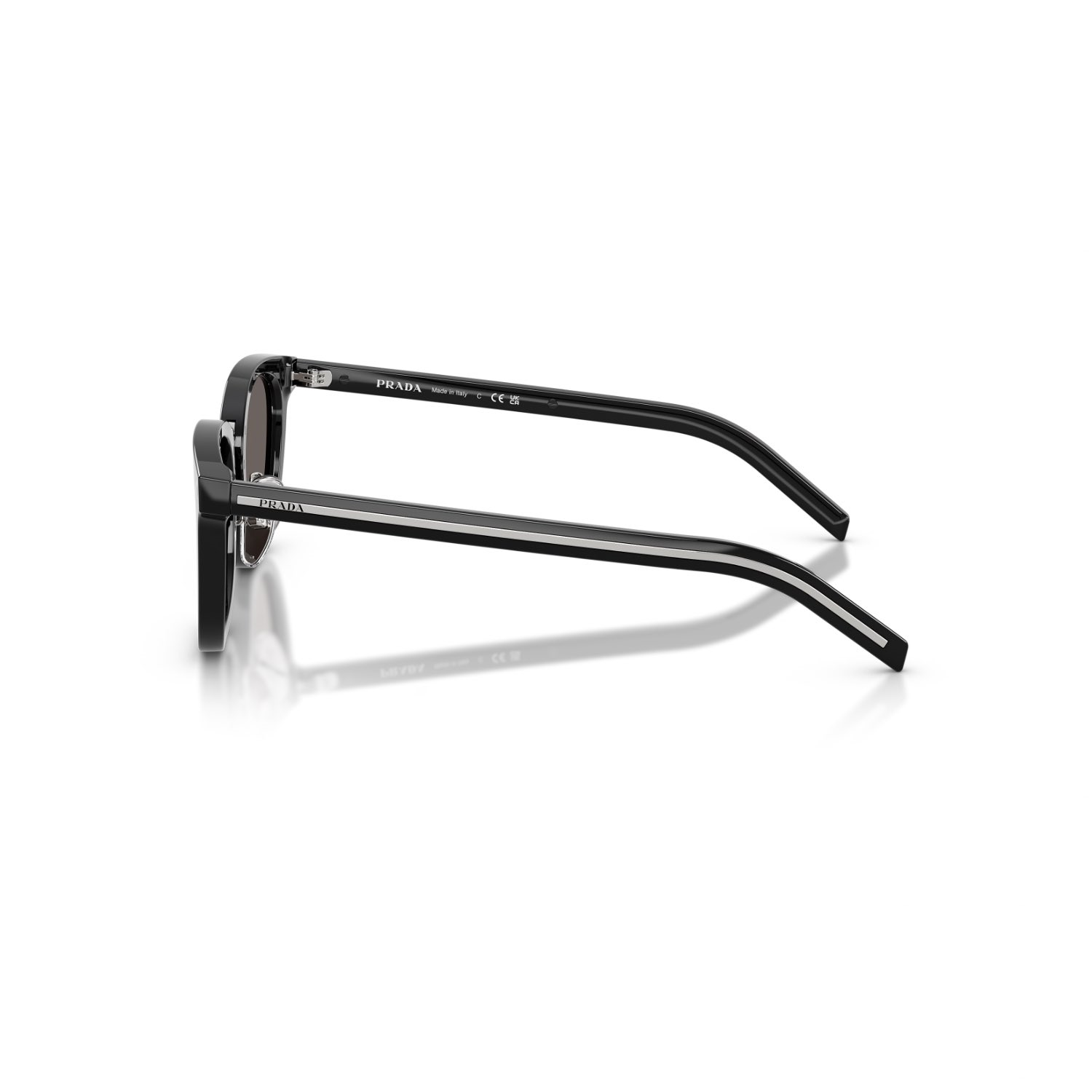 Prada PR C01SD 16K731 52  Unisex Aynalı Oval Siyah Kemik Güneş Gözlüğü