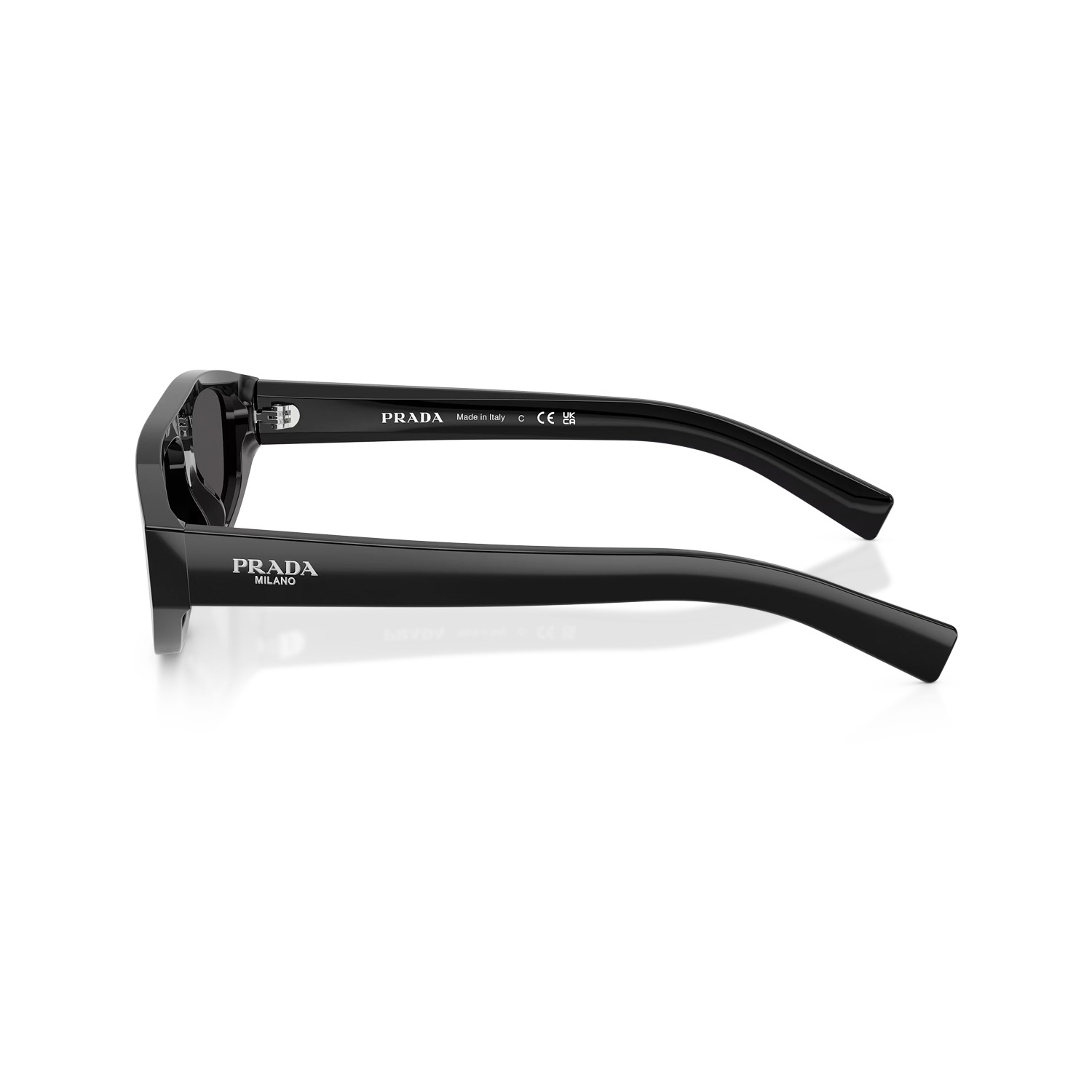 Prada PR C02S 16K08Z 57 Unisex Geometrik Aynalı Siyah Kemik Güneş Gözlüğü