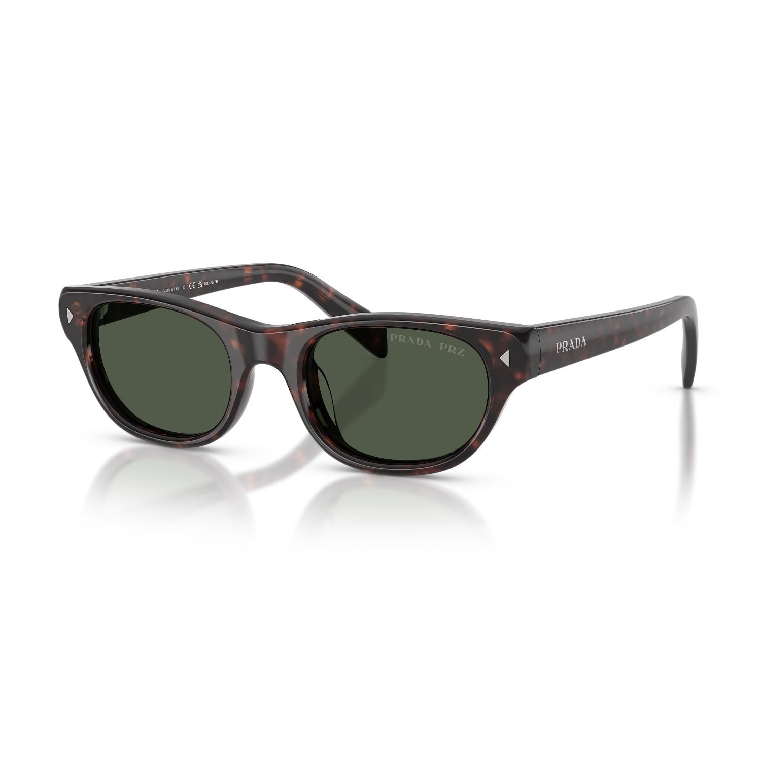 Prada PR C08S 17N90V 50 Kadın Polarize Cat Eye Kırçıllı Kahverengi Kemik Güneş Gözlüğü