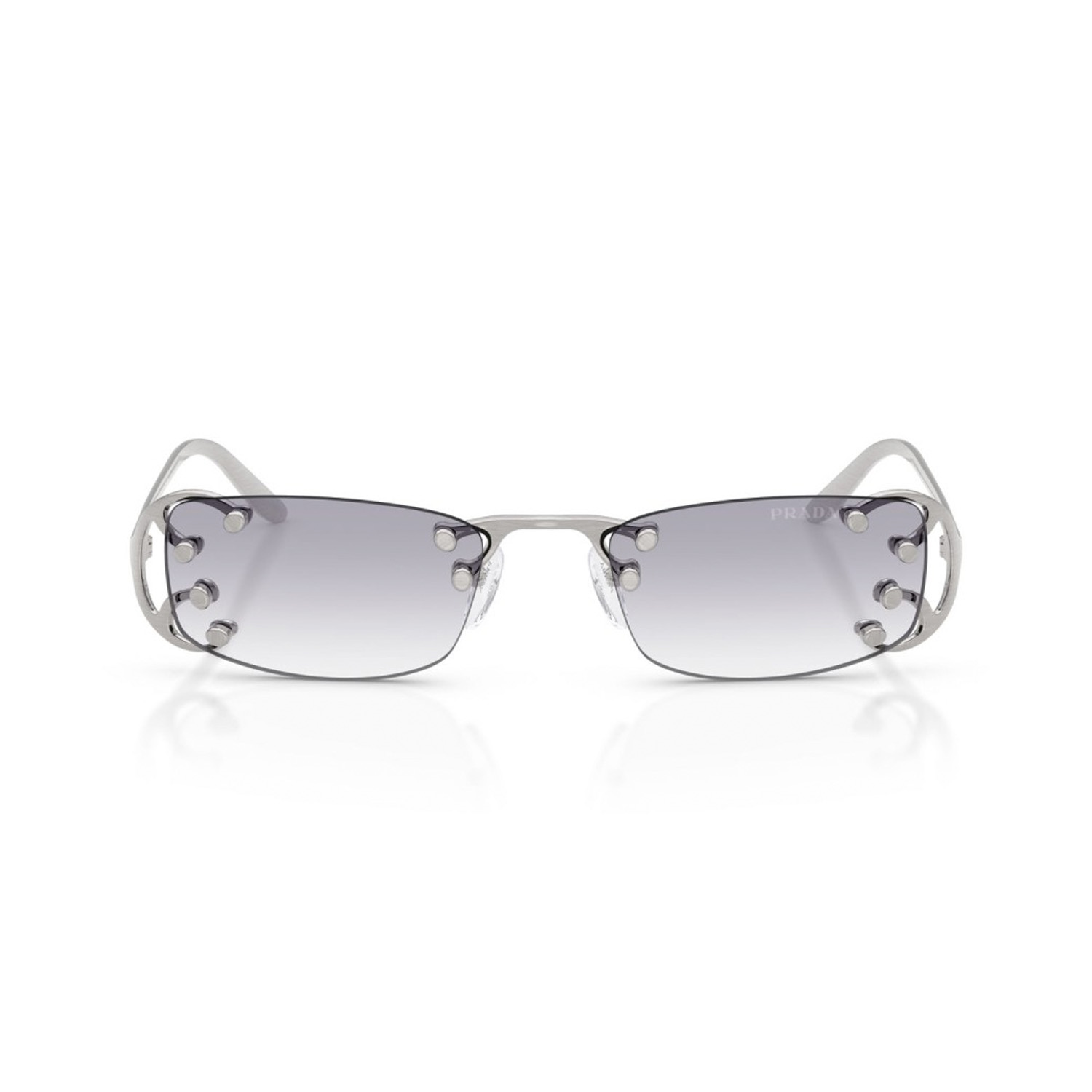 Prada PR C57S 28H40V 52 Unisex Dikdörtgen Degrade Gümüş Metal Güneş Gözlüğü