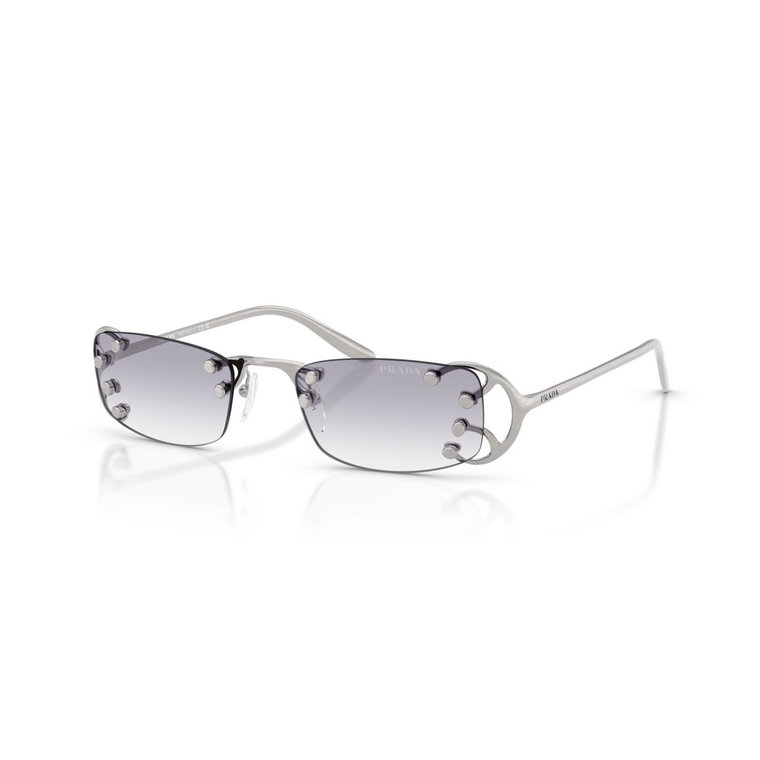 Prada PR C57S 28H40V 52 Unisex Dikdörtgen Degrade Gümüş Metal Güneş Gözlüğü