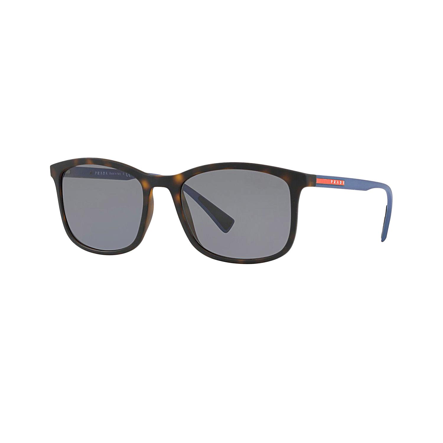 Prada PS 01TS U61144 56 Linea Rossa Erkek Dikdörtgen Polorize Kırçıllı Kahverengi Kemik Güneş Gözlüğü