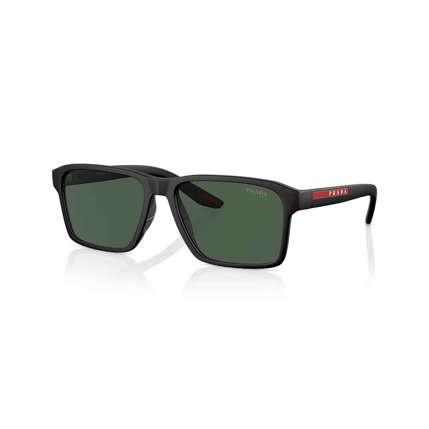 Prada PS 05YS DG006U 58 Linea Rossa Erkek Dikdörtgen Siyah Kemik Güneş Gözlüğü