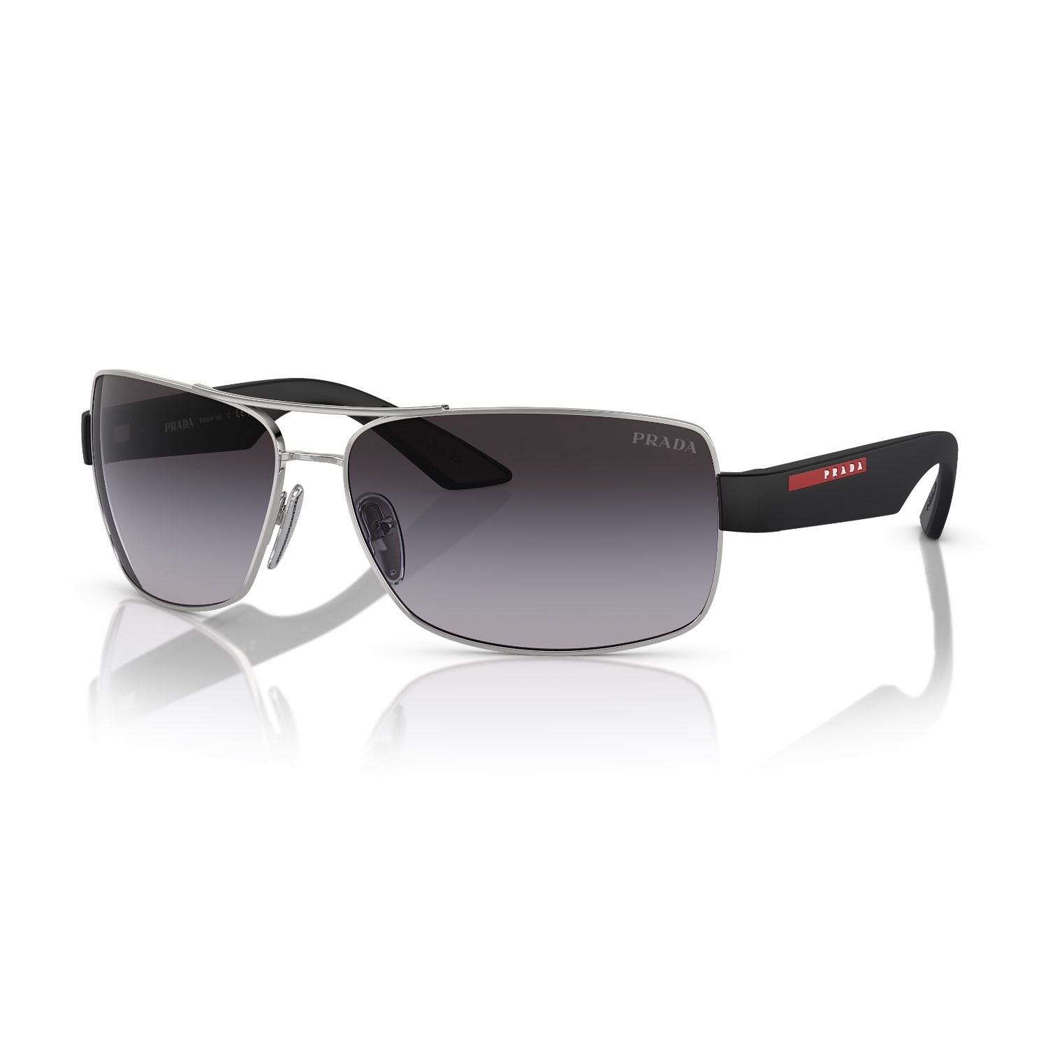 Prada PS 50ZS 1BC09U 56 Linea Rossa Erkek Yastık Gümüş Metal Güneş Gözlüğü