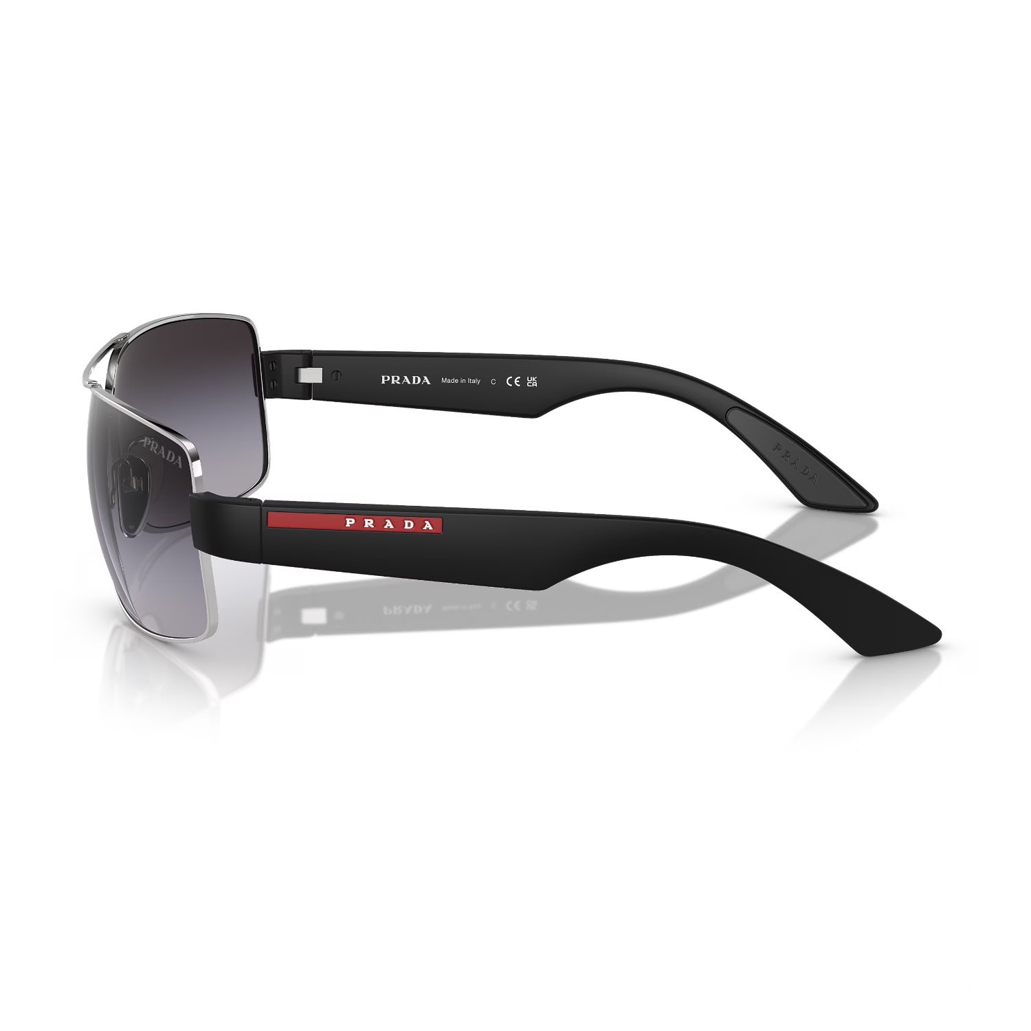 Prada PS 50ZS 1BC09U 56 Linea Rossa Erkek Yastık Gümüş Metal Güneş Gözlüğü
