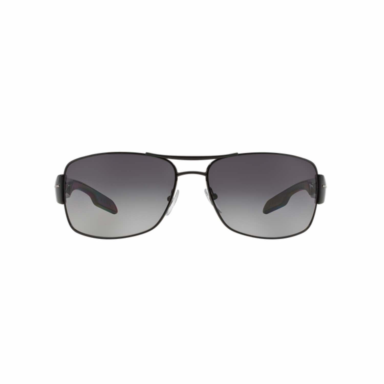 Prada PS 53NS 7AX5W1 65 Erkek Oval Polarize Siyah Metal Güneş Gözlüğü