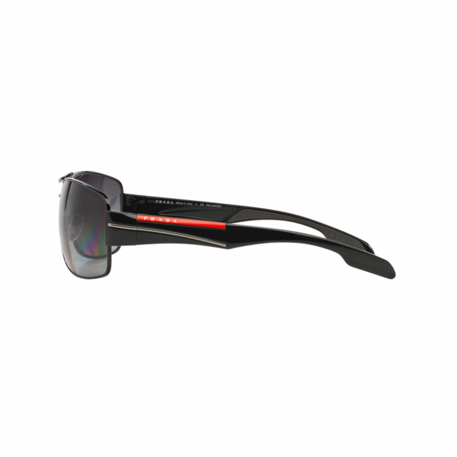 Prada PS 53NS 7AX5W1 65 Erkek Oval Polarize Siyah Metal Güneş Gözlüğü